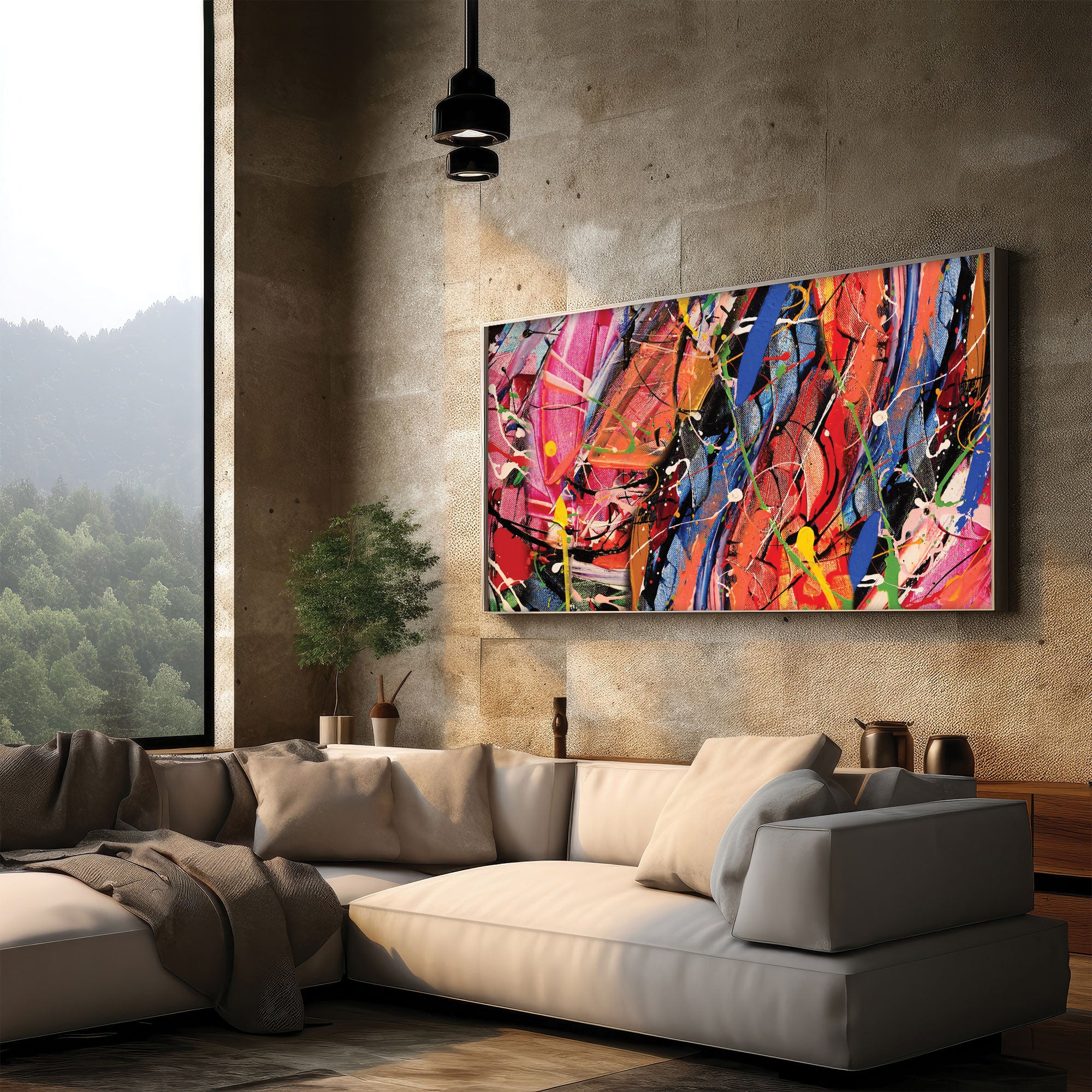 ColourfulAbstract art Canvas painting with frame Big Size Wall Art for living room,Bedroom,Drawing room,Hotels