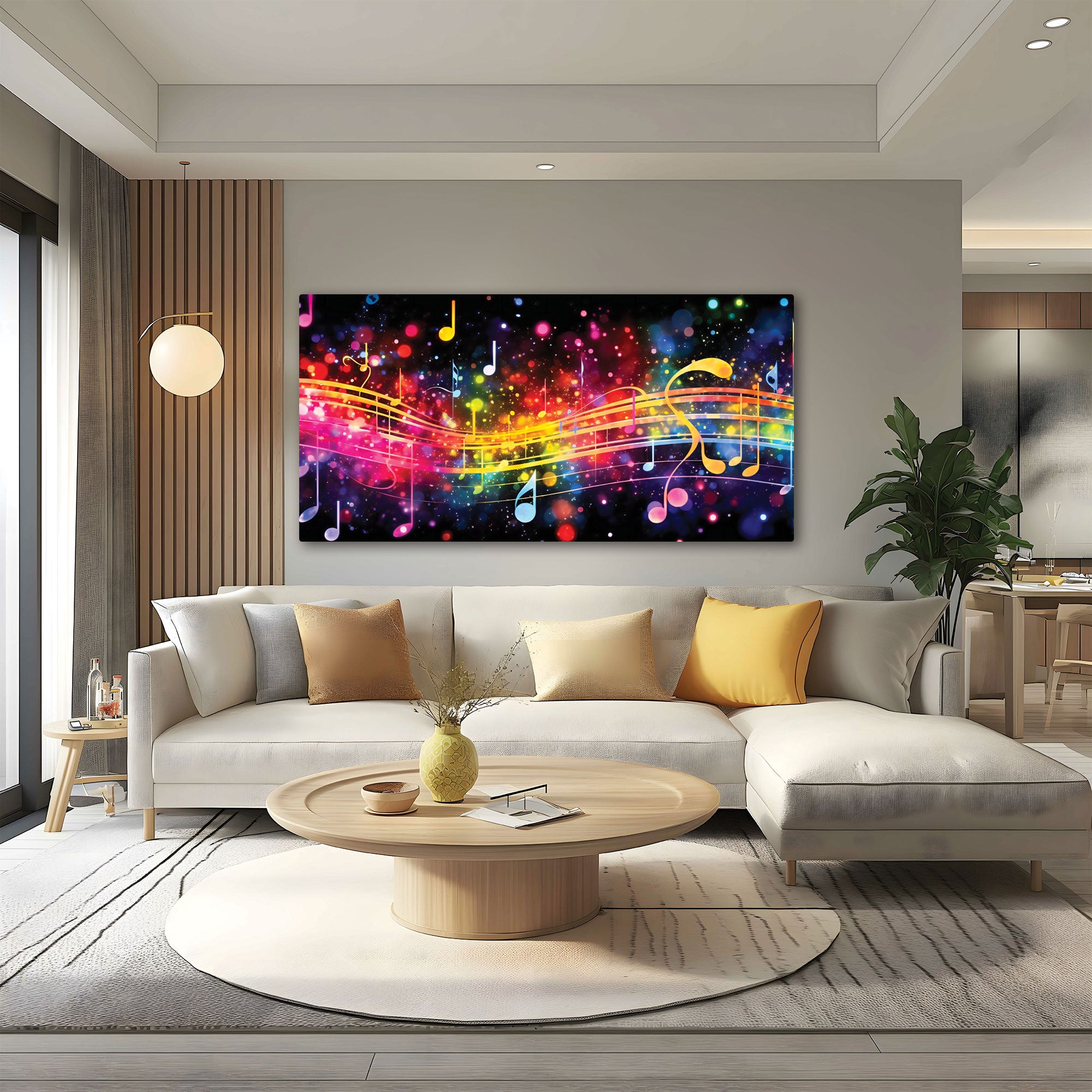 Colourful music notesAbstract Canvas painting with frame Big Size Wall Art for living room,Bedroom,Drawing room,Hotels