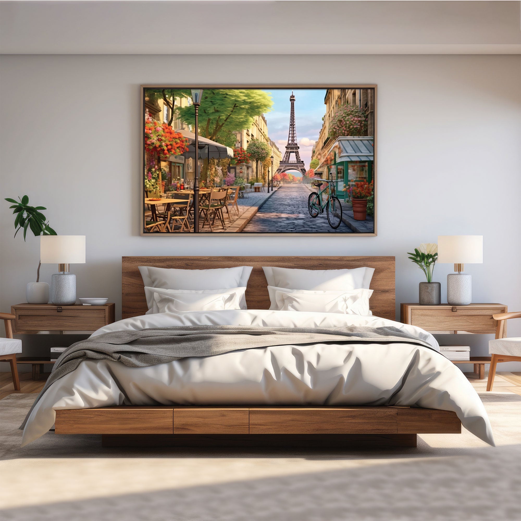 Cafe paris Canvas painting with frame Big Size Wall Art for living room,Bedroom,Drawing room,Hotels
