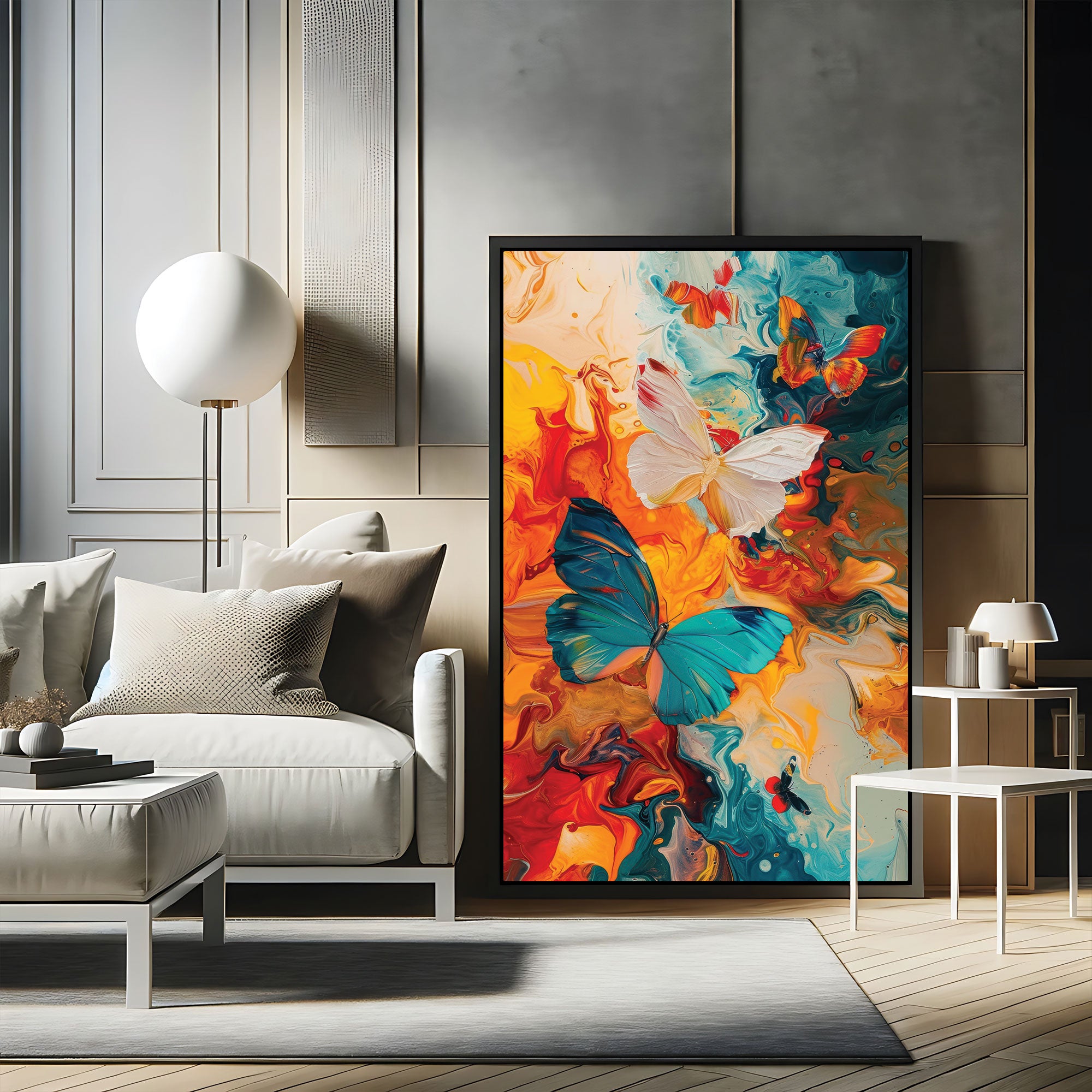 ButterfliesAbstract Canvas painting with frame Big Size Wall Art for living room,Bedroom,Drawing room,Hotels