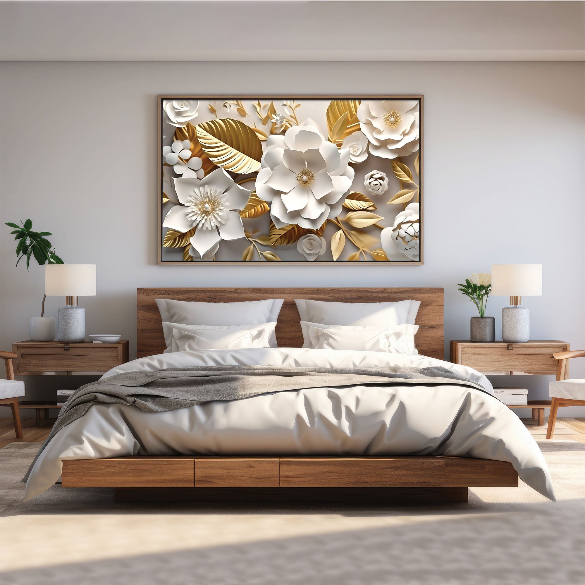 Colour flower Canvas painting with frame Big Size Wall Art for living room,Bedroom,Drawing room,Hotels