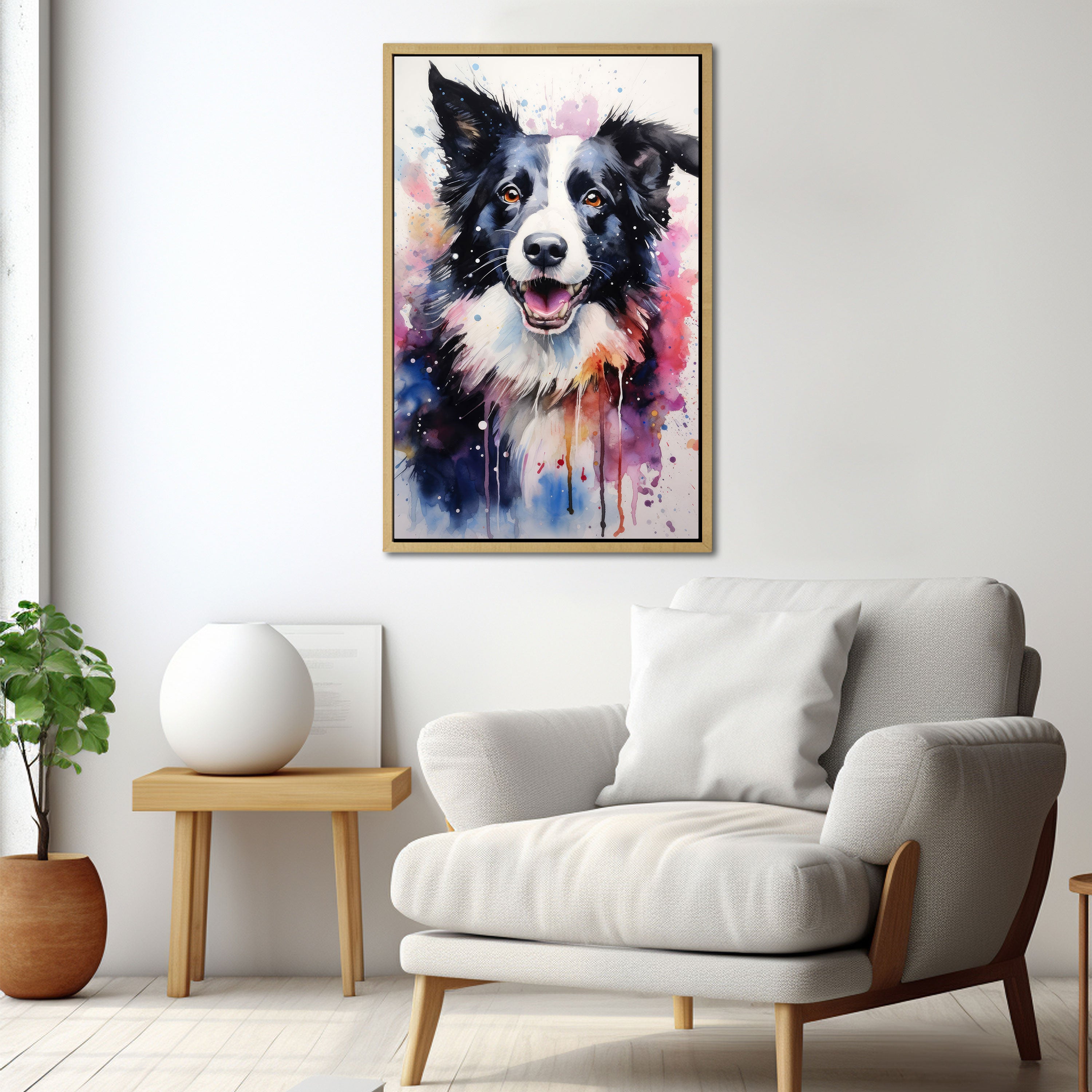 DogAbstract Canvas painting with frame Big Size Wall Art for living room,Bedroom,Drawing room,Hotels
