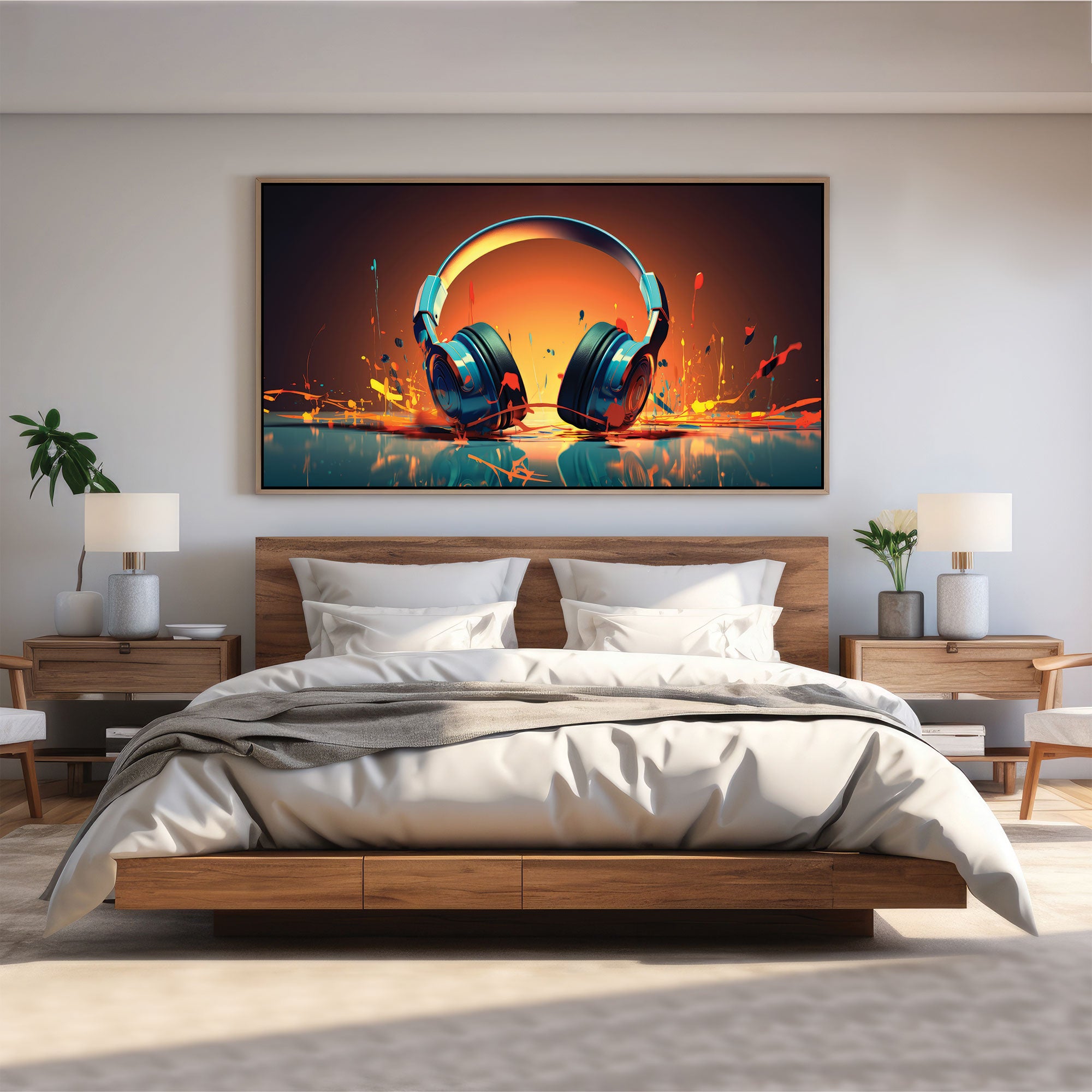 HeadphoneAbstract Canvas painting with frame Big Size Wall Art for living room,Bedroom,Drawing room,Hotels