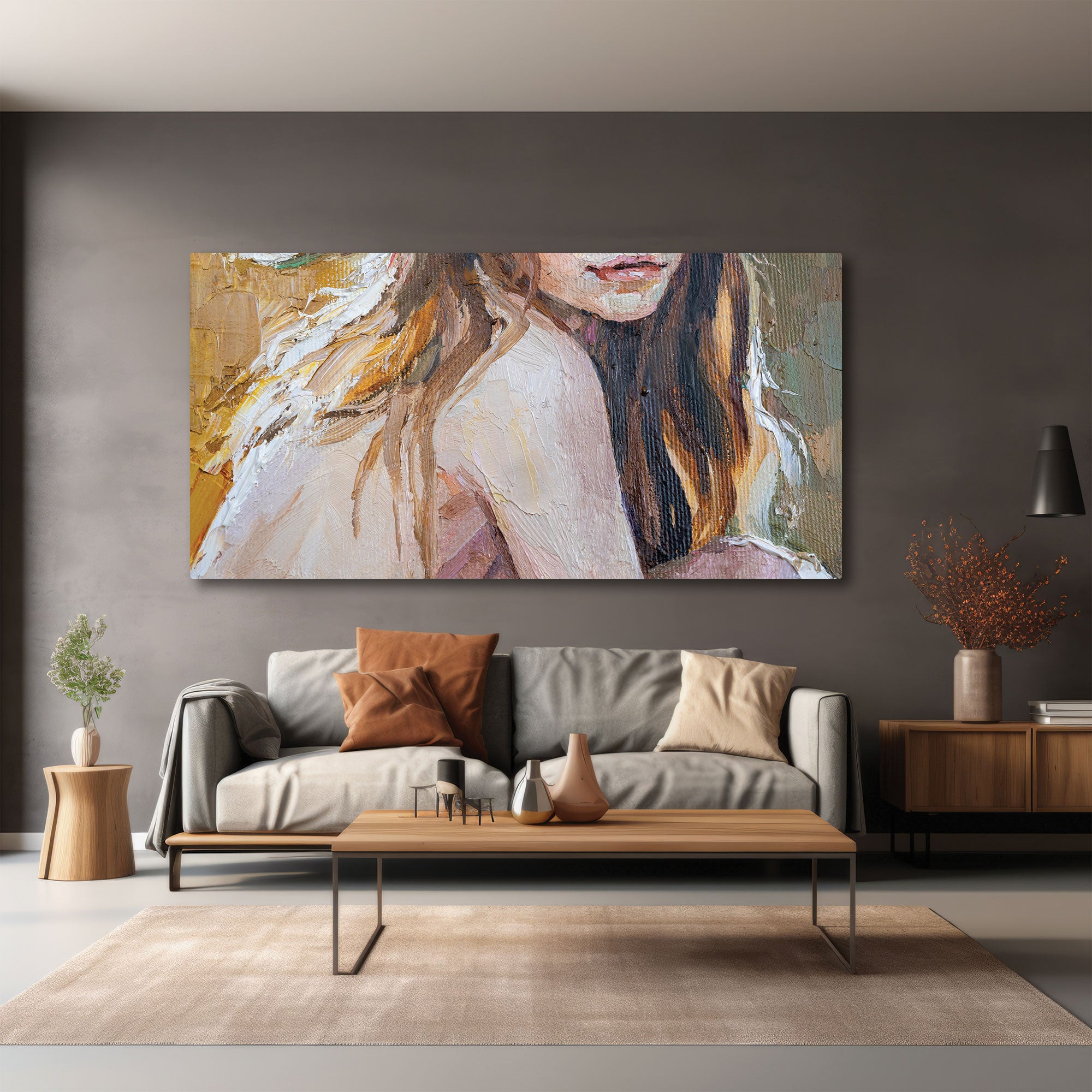 WomenAbstract Canvas painting with frame Big Size Wall Art for living room,Bedroom,Drawing room,Hotels