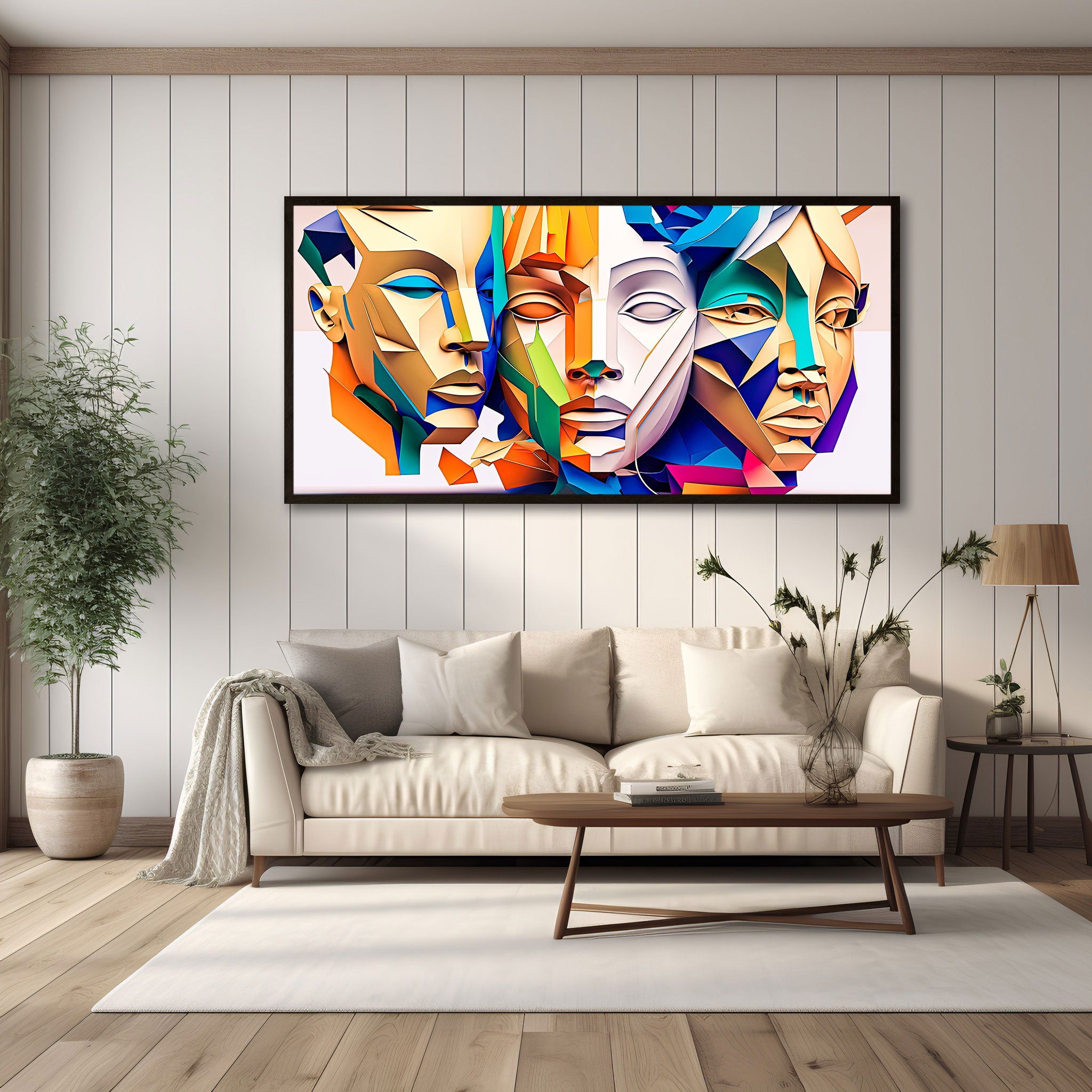 Modern faceAbstract Canvas painting with frame Big Size Wall Art for living room,Bedroom,Drawing room,Hotels