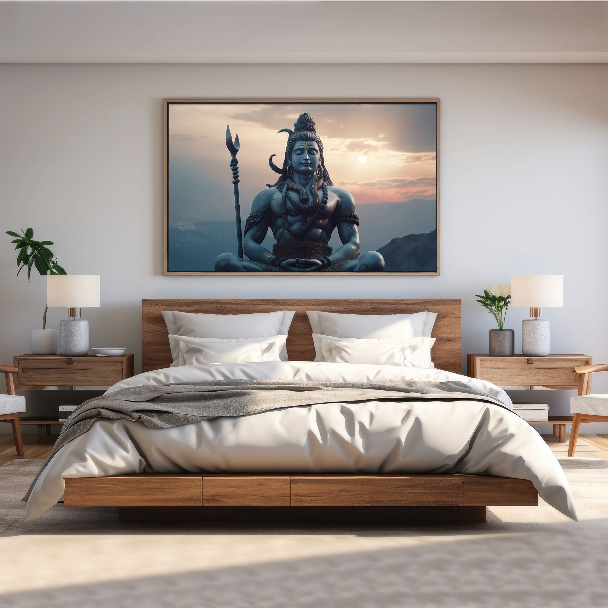 Lord shivji Canvas painting with frame Big Size Wall Art for living room,Bedroom,Drawing room,Hotels