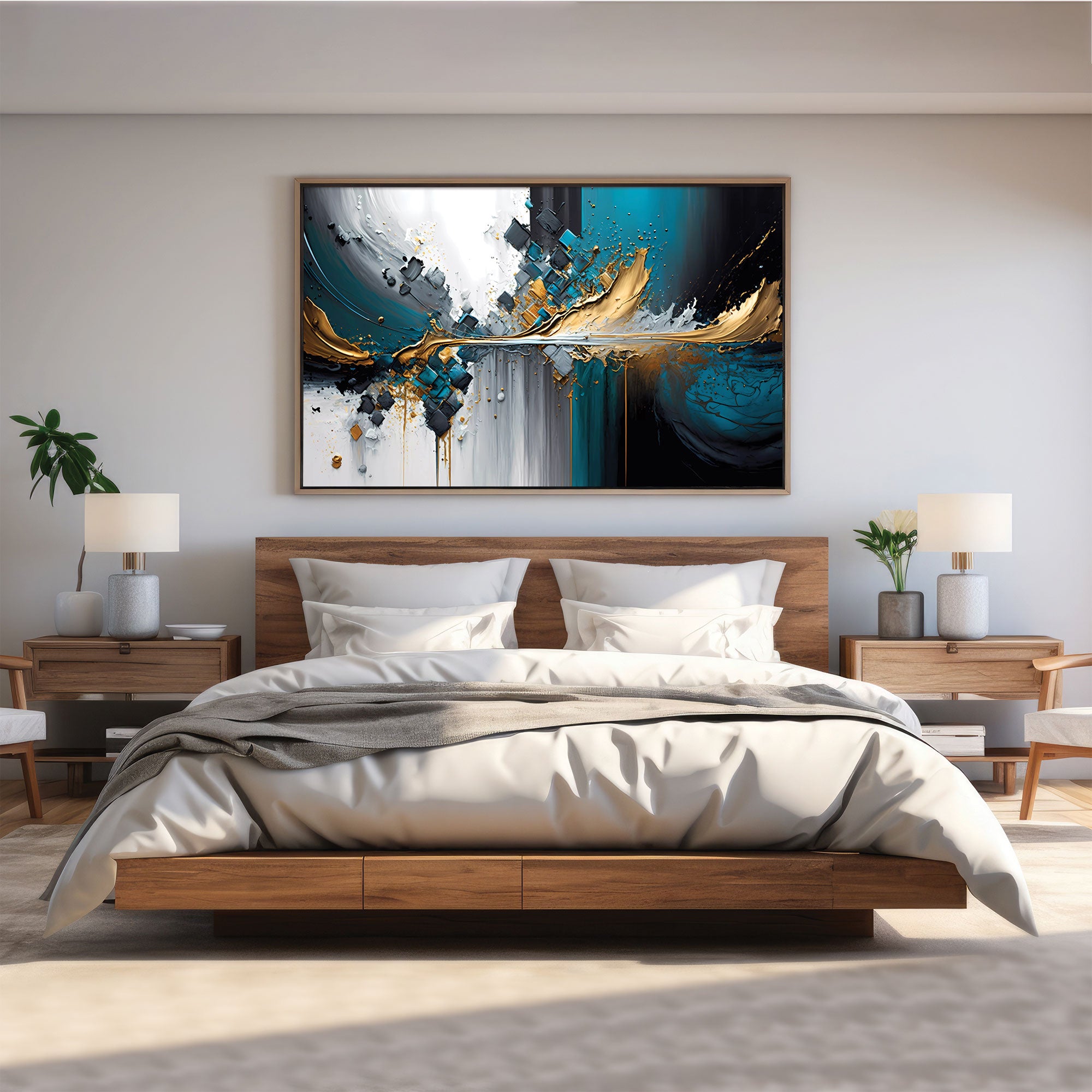 Splashes of bright paint Canvas painting with frame Big Size Wall Art for living room,Bedroom,Drawing room,Hotels