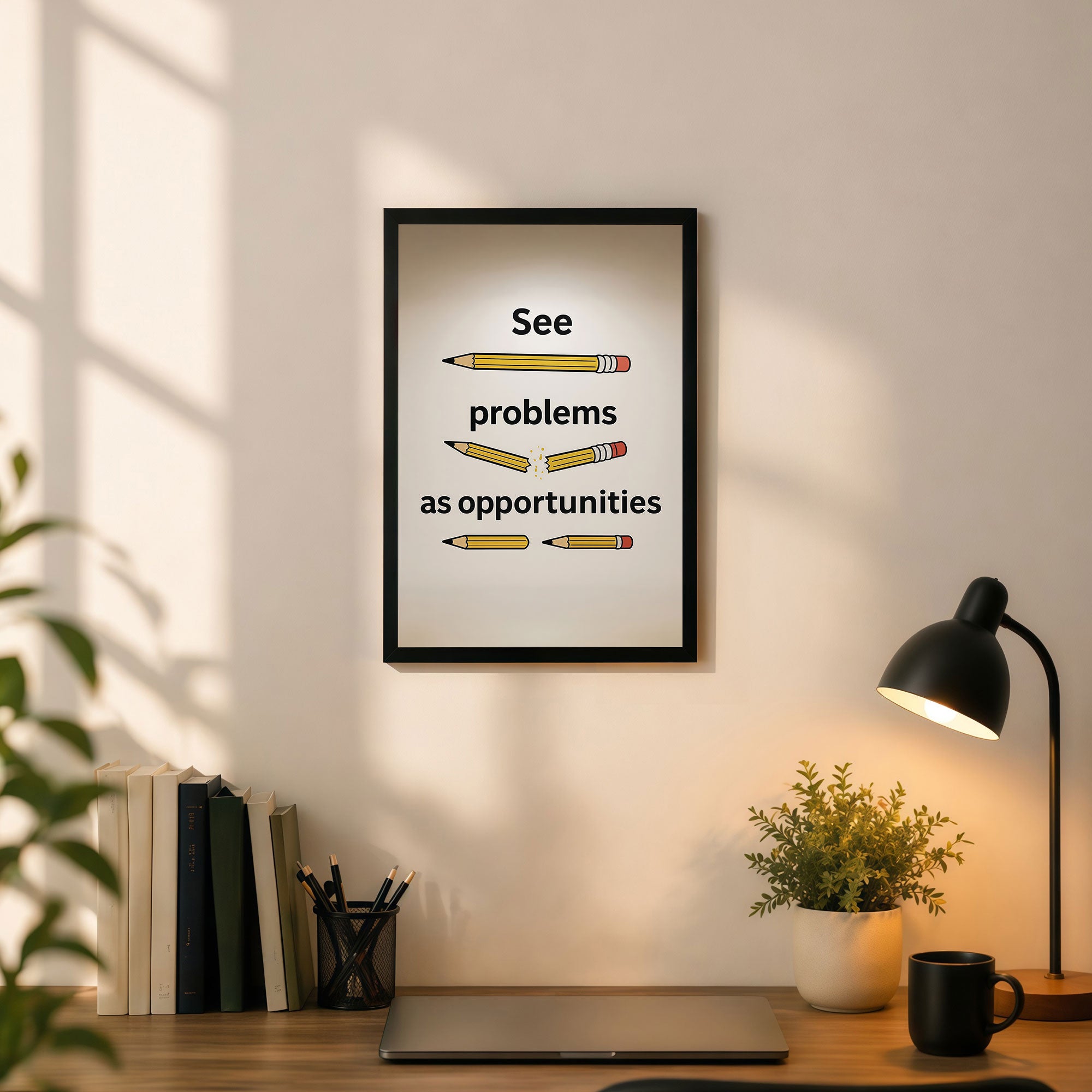 The Castle Decor See Problems As Opportunities Wall Art Frame | Inspirational Quote Poster for Office, Study & Home Decor