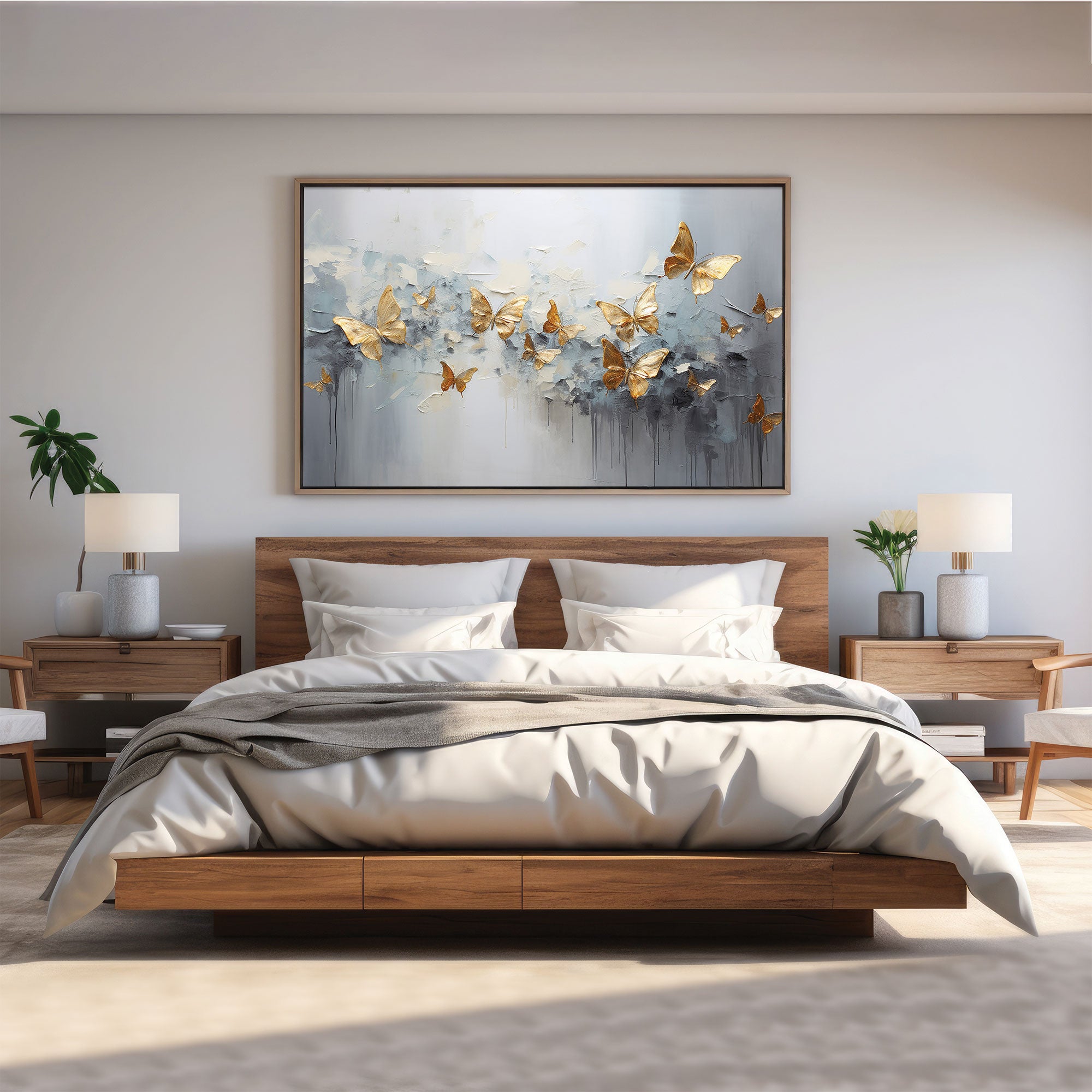 Golden butterfly Canvas painting Big Size Wall Art for living room,Bedroom,Drawing room,Hotels