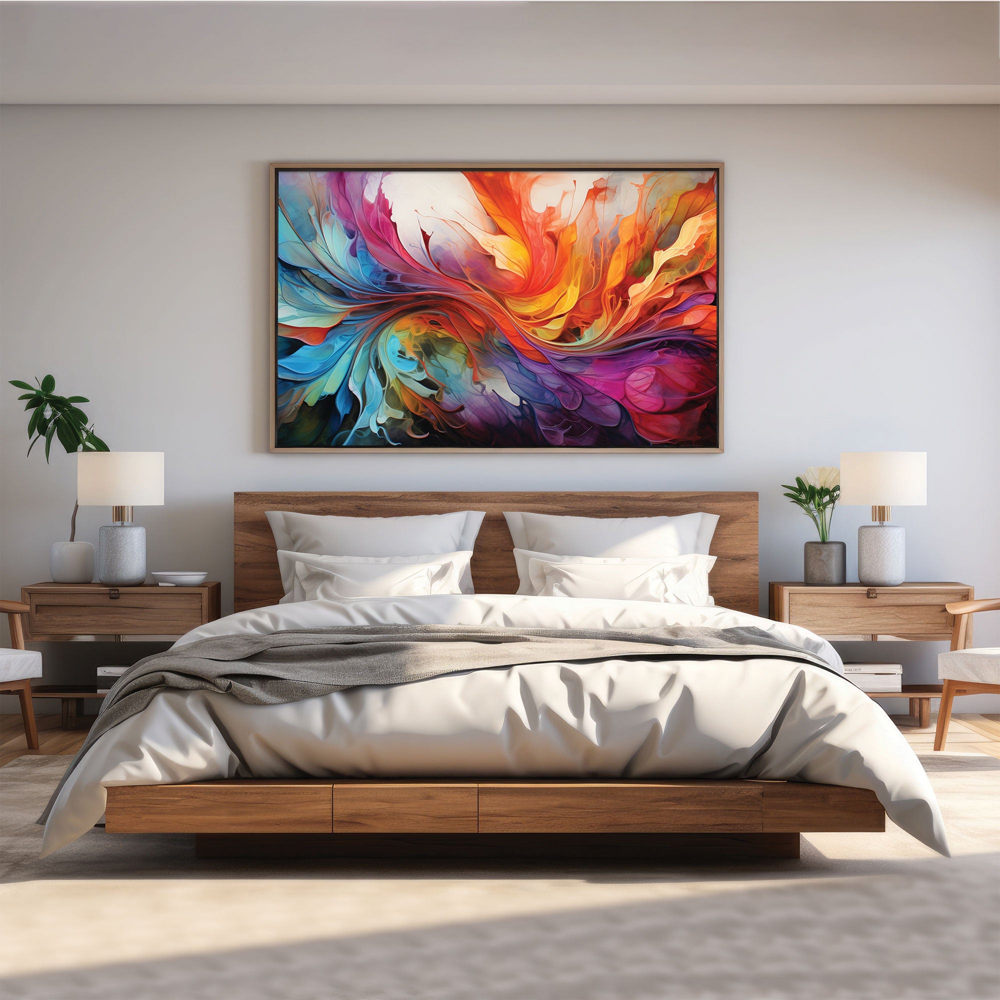 The Castle Decor multiclour abstract canvas/Sparkle painting with frame Big Size Wall Art for living room,Bedroom,Drawing room,Hotels-Wooden Framed-Digital Painting