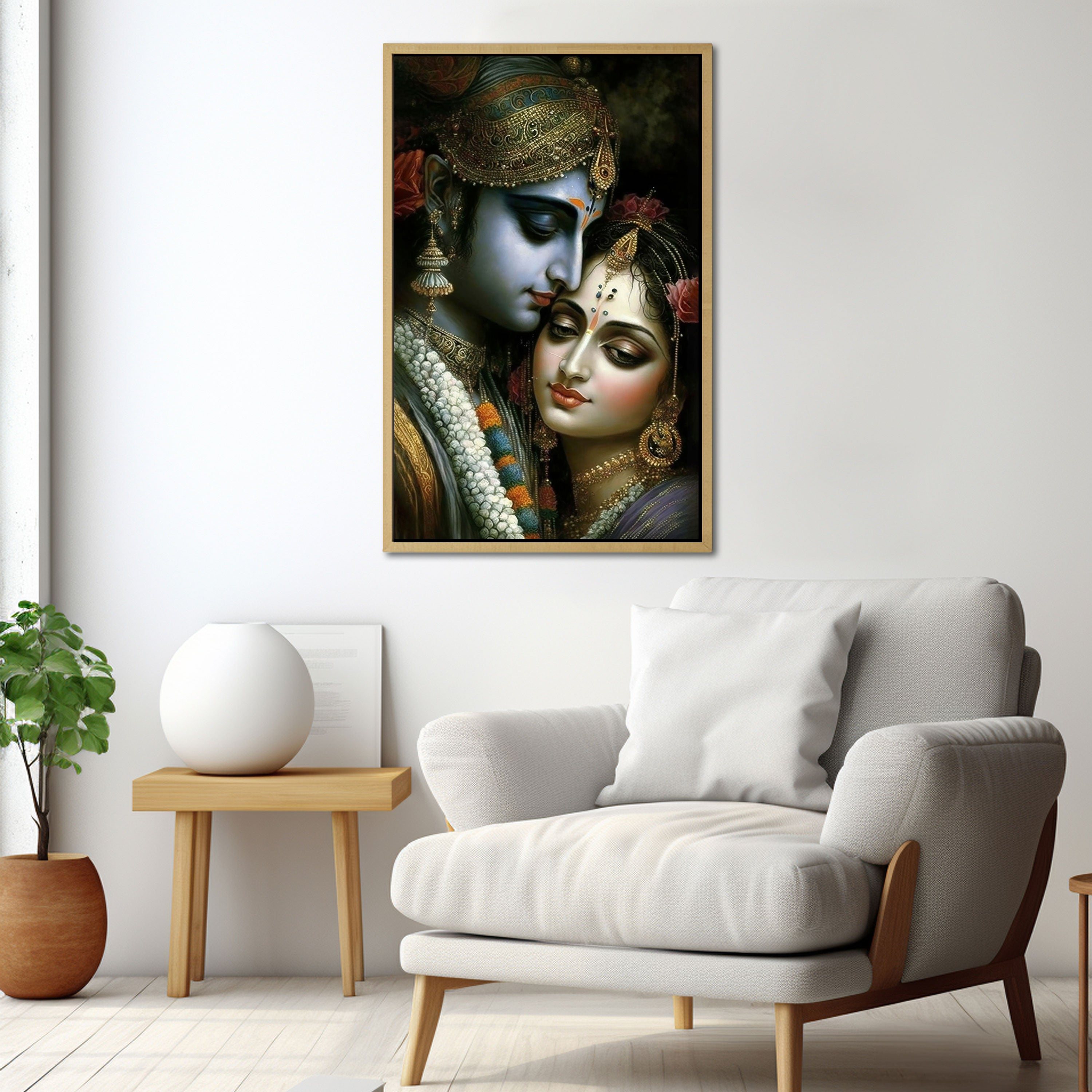 Radha krishan love Canvas painting with frame Big Size Wall Art for living room,Bedroom,Drawing roomHotels