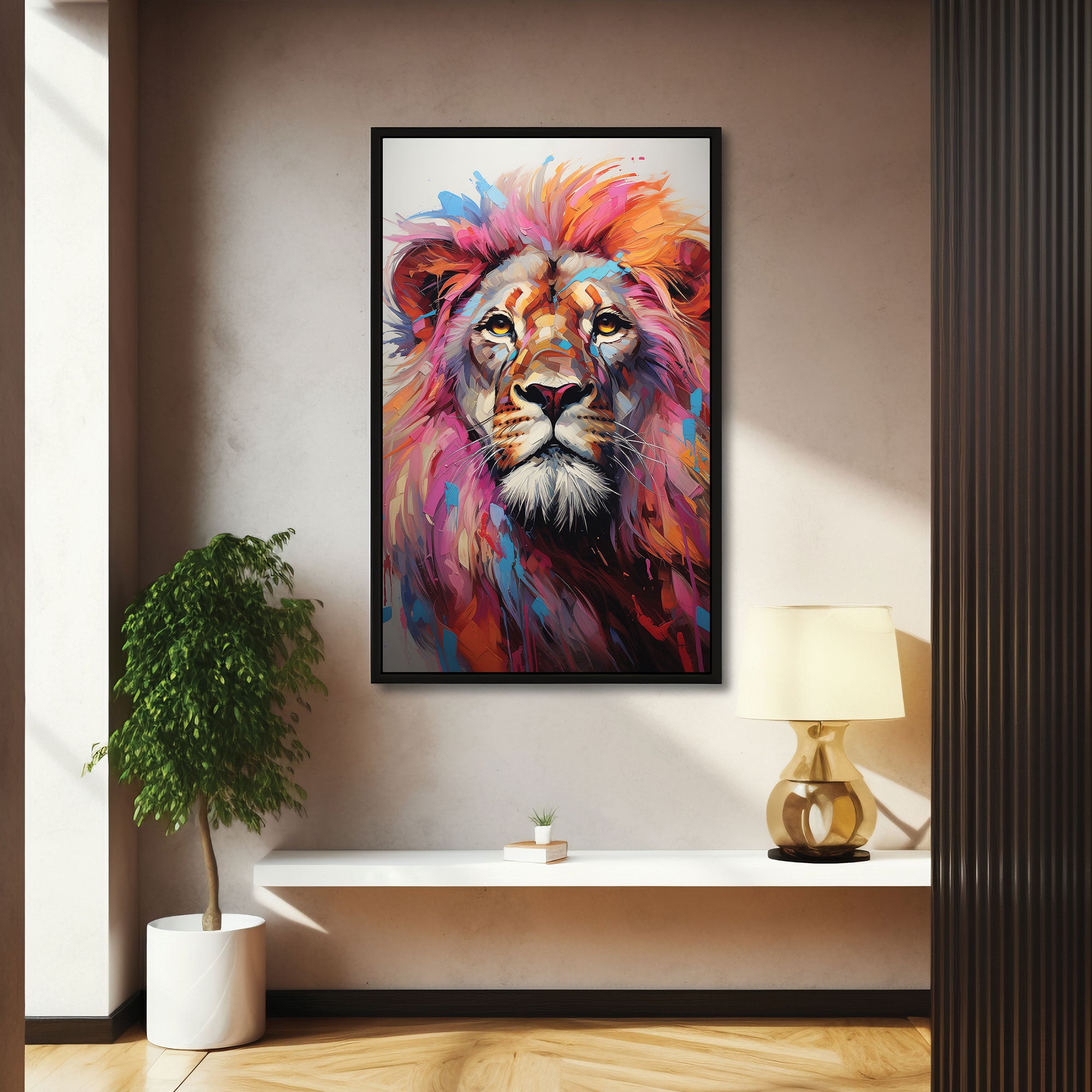 LionAbstract Canvas painting with frame Big Size Wall Art for living room,Bedroom,Drawing room,Hotels