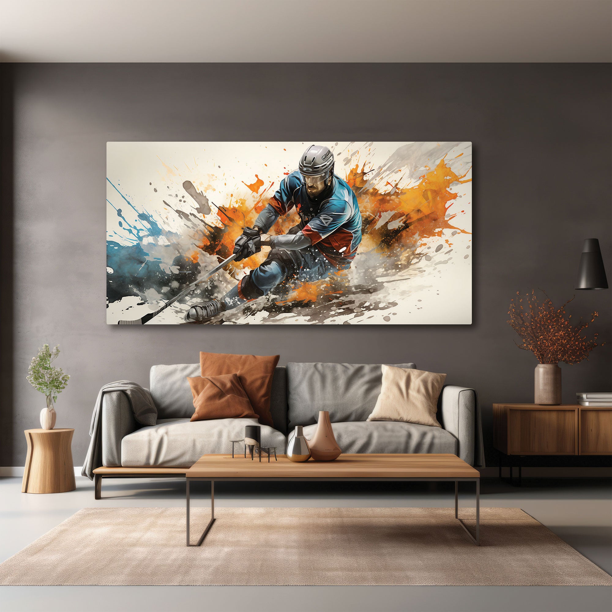Ppanoramic hockeyAbstract Canvas painting Big Size Wall Art for living room,Bedroom,Drawing room,Hotels