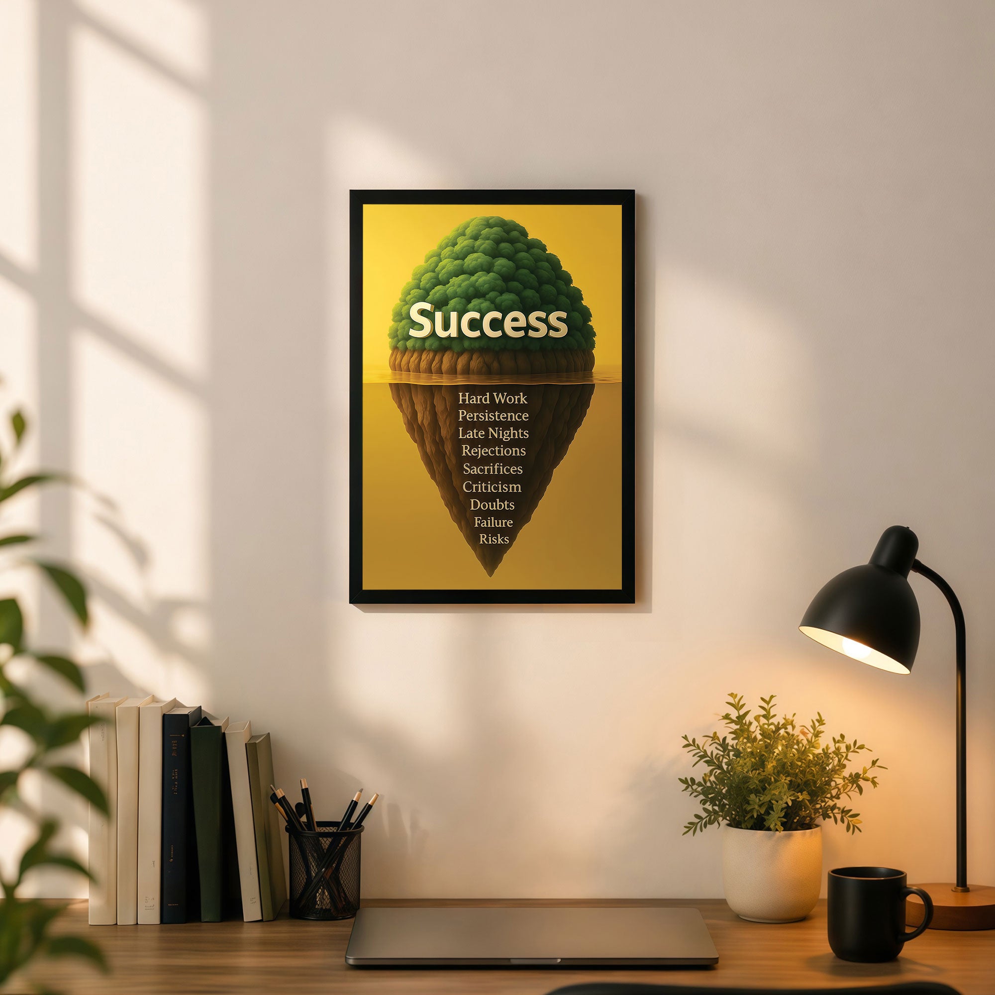 The Castle Decor Success Iceberg Motivational Wall Art Frame | Hard Work Quote Wall Decor for Office & Workspace