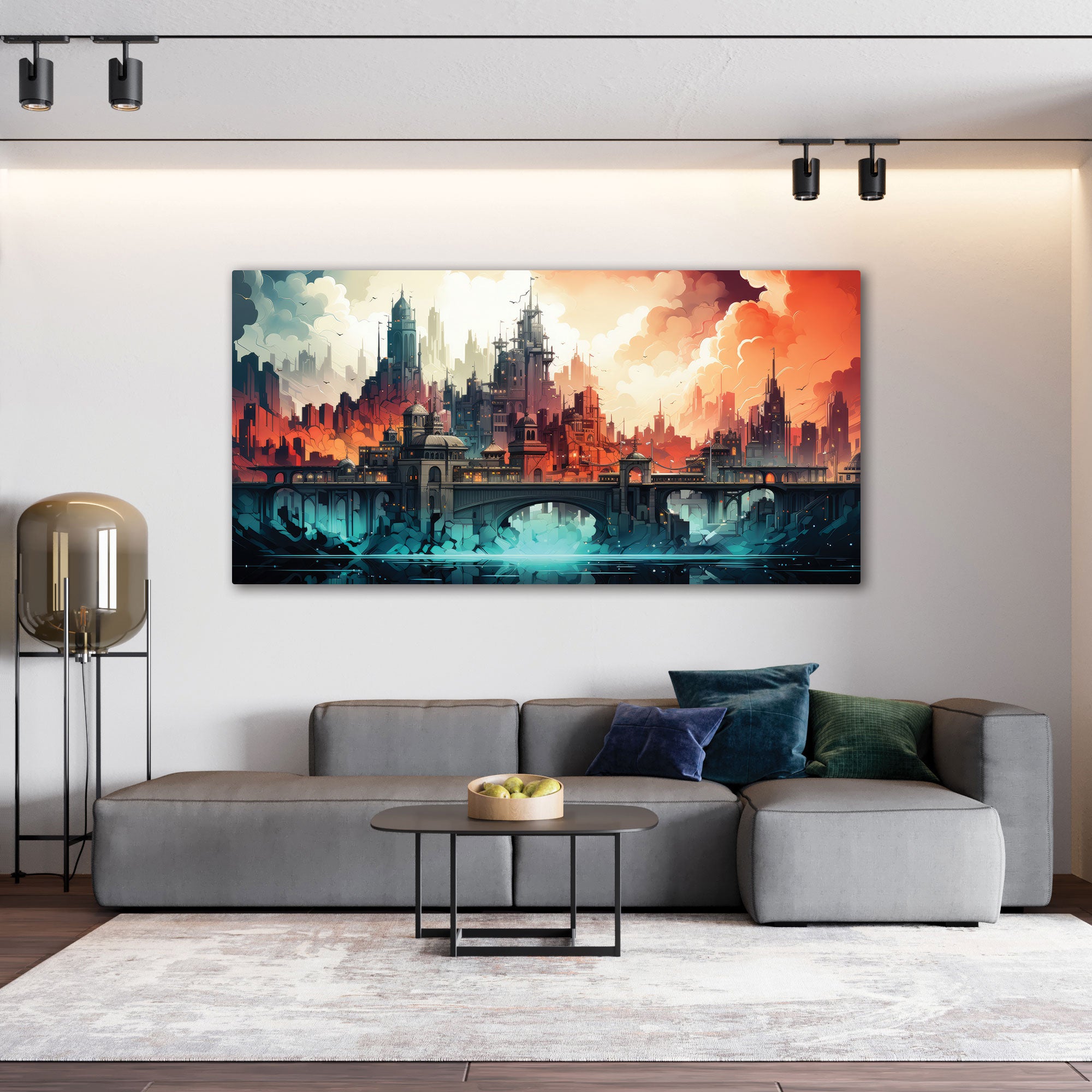 CityAbstract Canvas painting with frame Big Size Wall Art for living room,Bedroom,Drawing room,Hotels