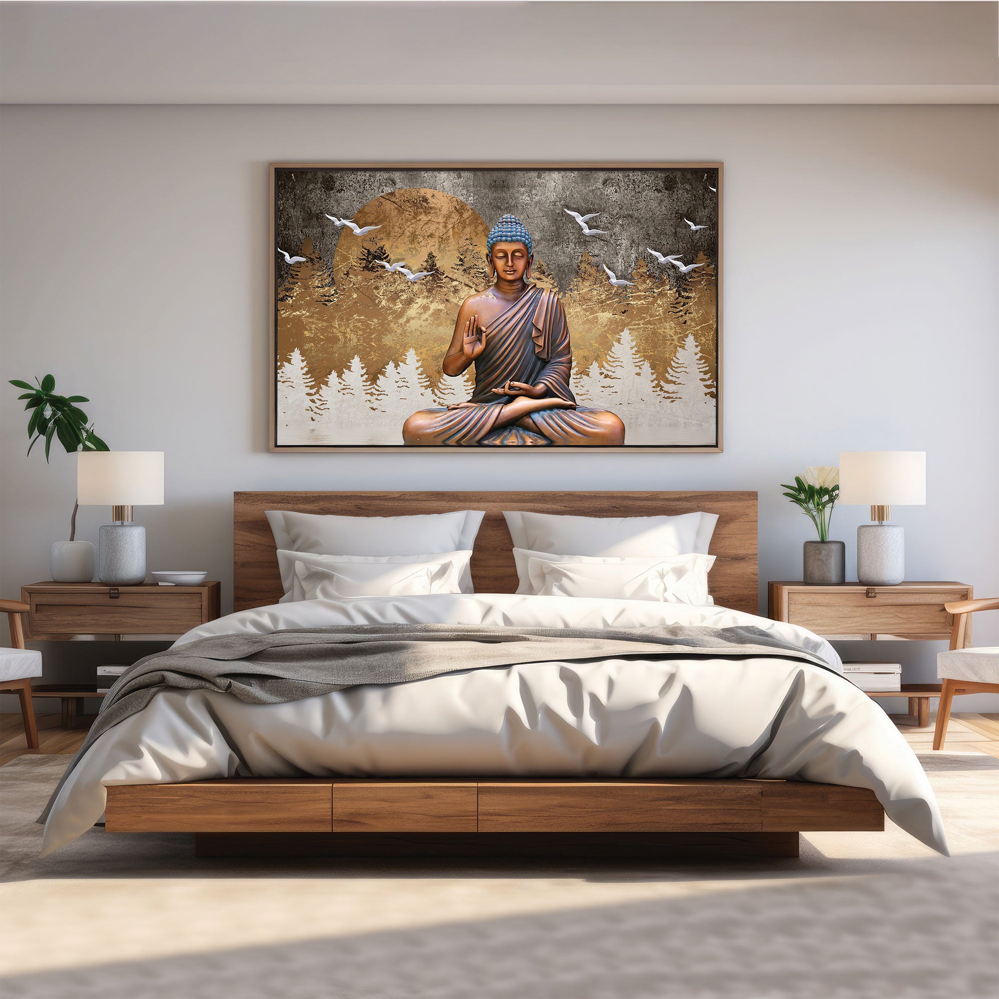 Modern budha art Canvas painting with frame Big Size Wall Art for living room,Bedroom,Drawing room,Hotels