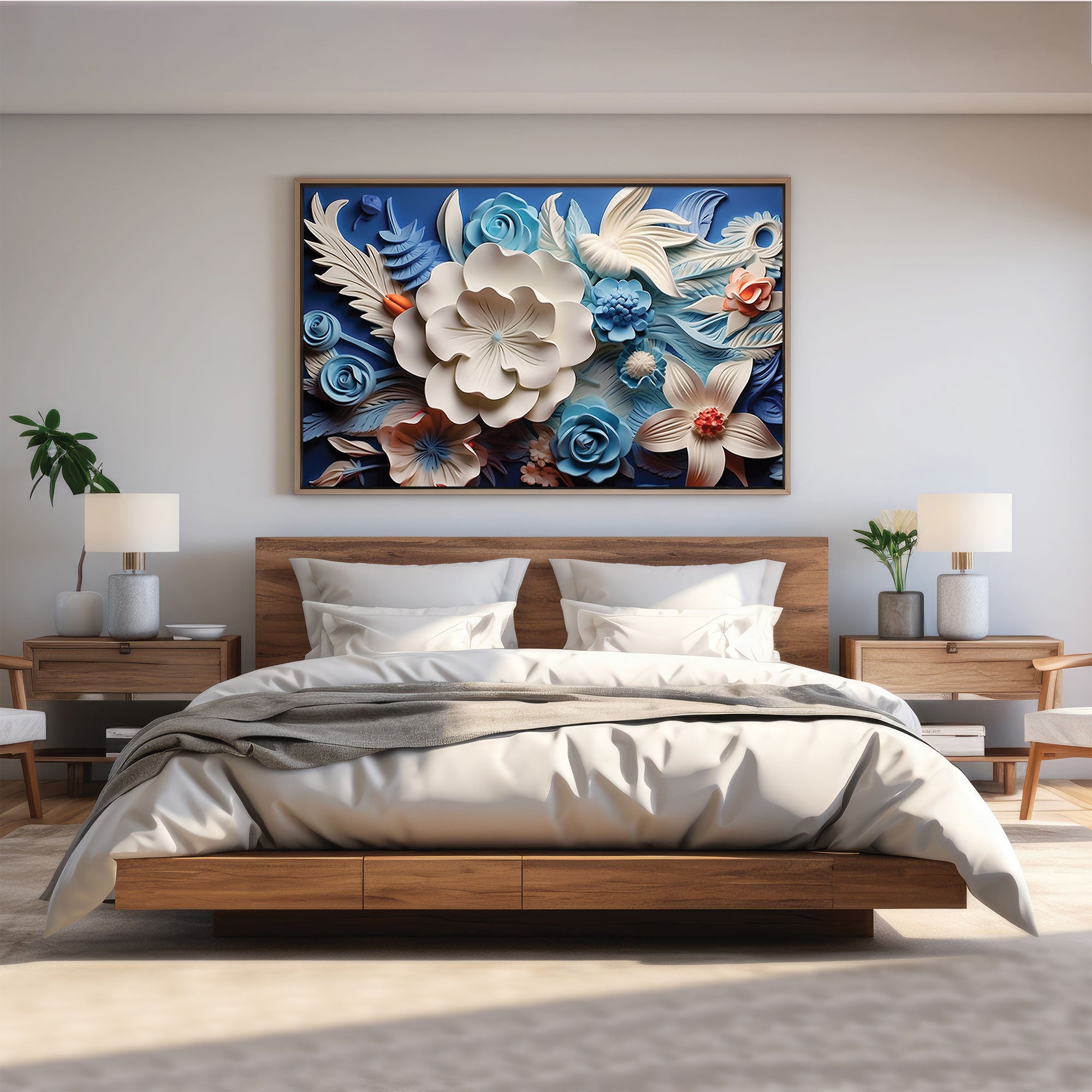 Beautiful flowers Canvas painting with frame Big Size Wall Art for living room,Bedroom,Drawing room,Hotels