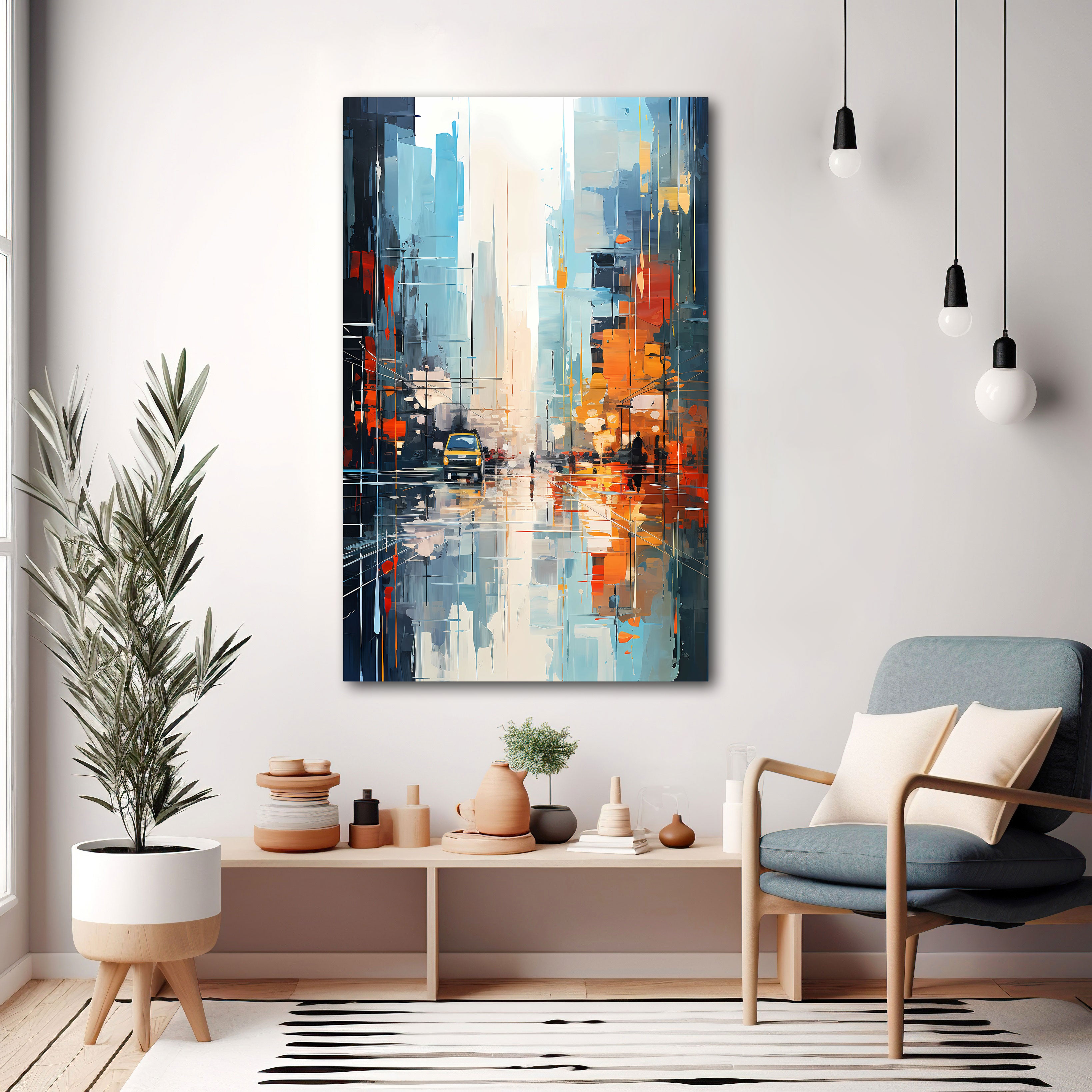 CityscapeAbstract Canvas painting with frame Big Size Wall Art for living room,Bedroom,Drawing room,Hotels