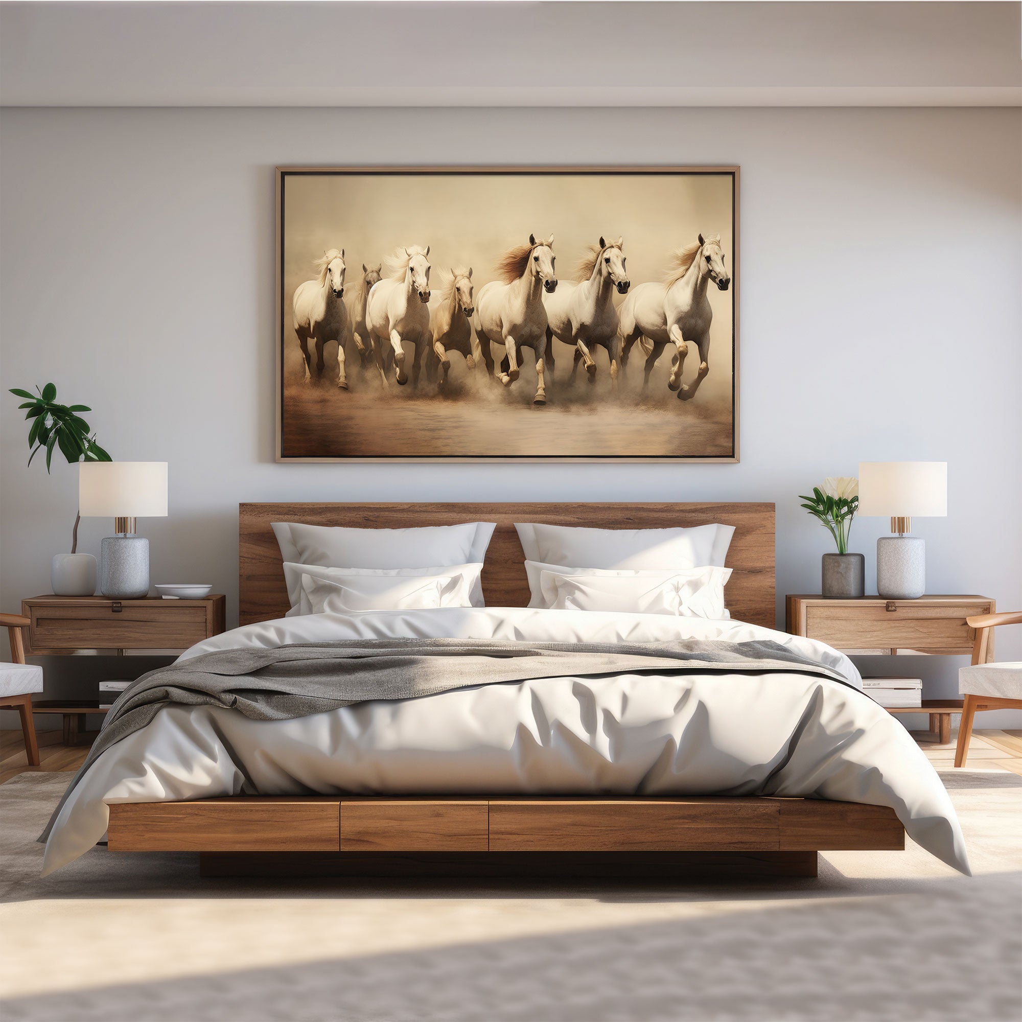 Vaastu running horses Canvas painting Big Size Wall Art for living room,Bedroom,Drawing room,Hotels