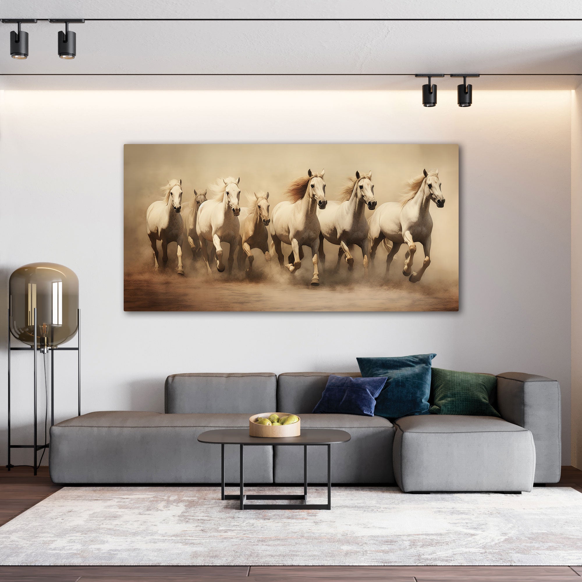Running 7 horses vaastu Canvas painting Big Size Wall Art for living room,Bedroom,Drawing room,Hotels