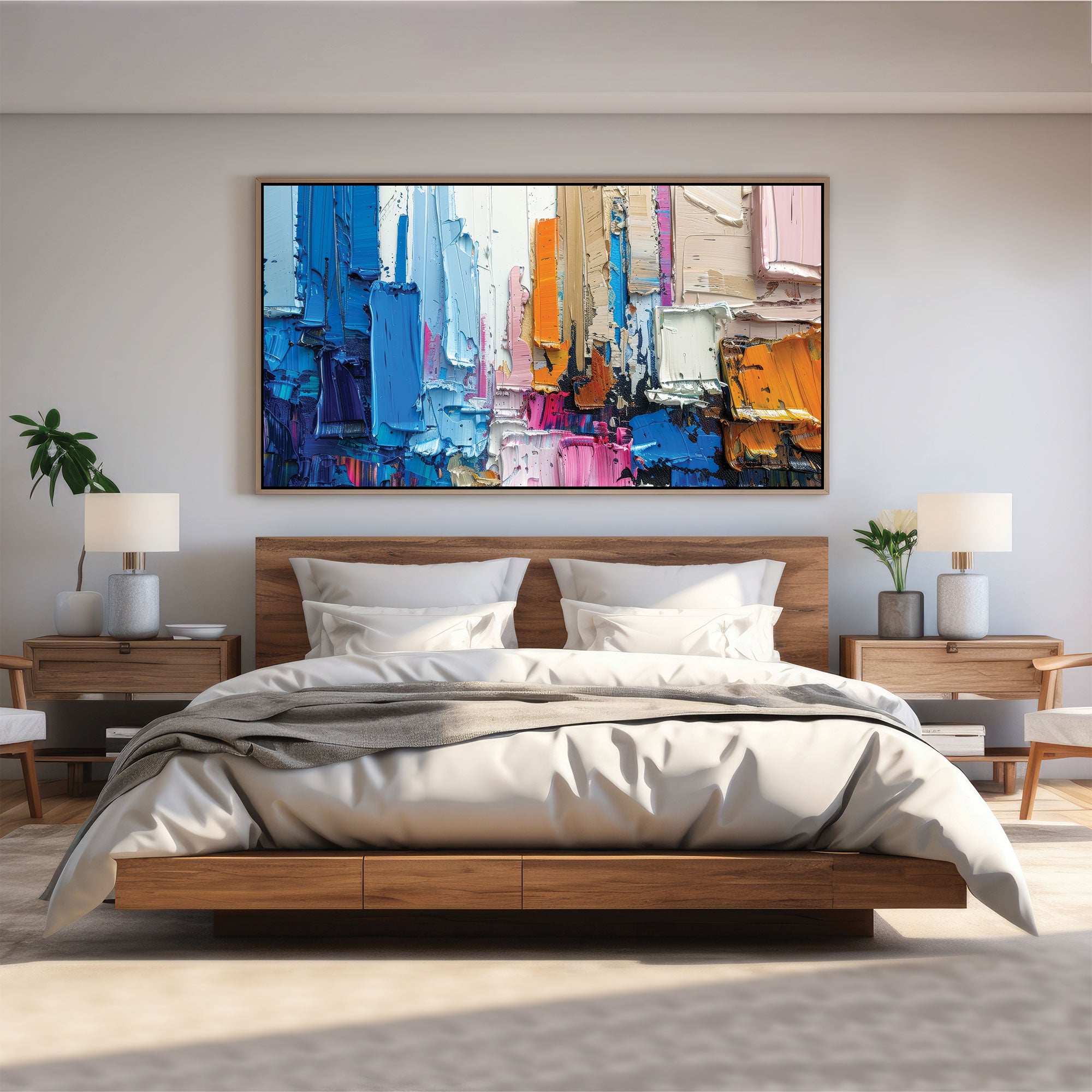 MulticoloursAbstract Canvas painting with frame Big Size Wall Art for living room,Bedroom,Drawing room,Hotels