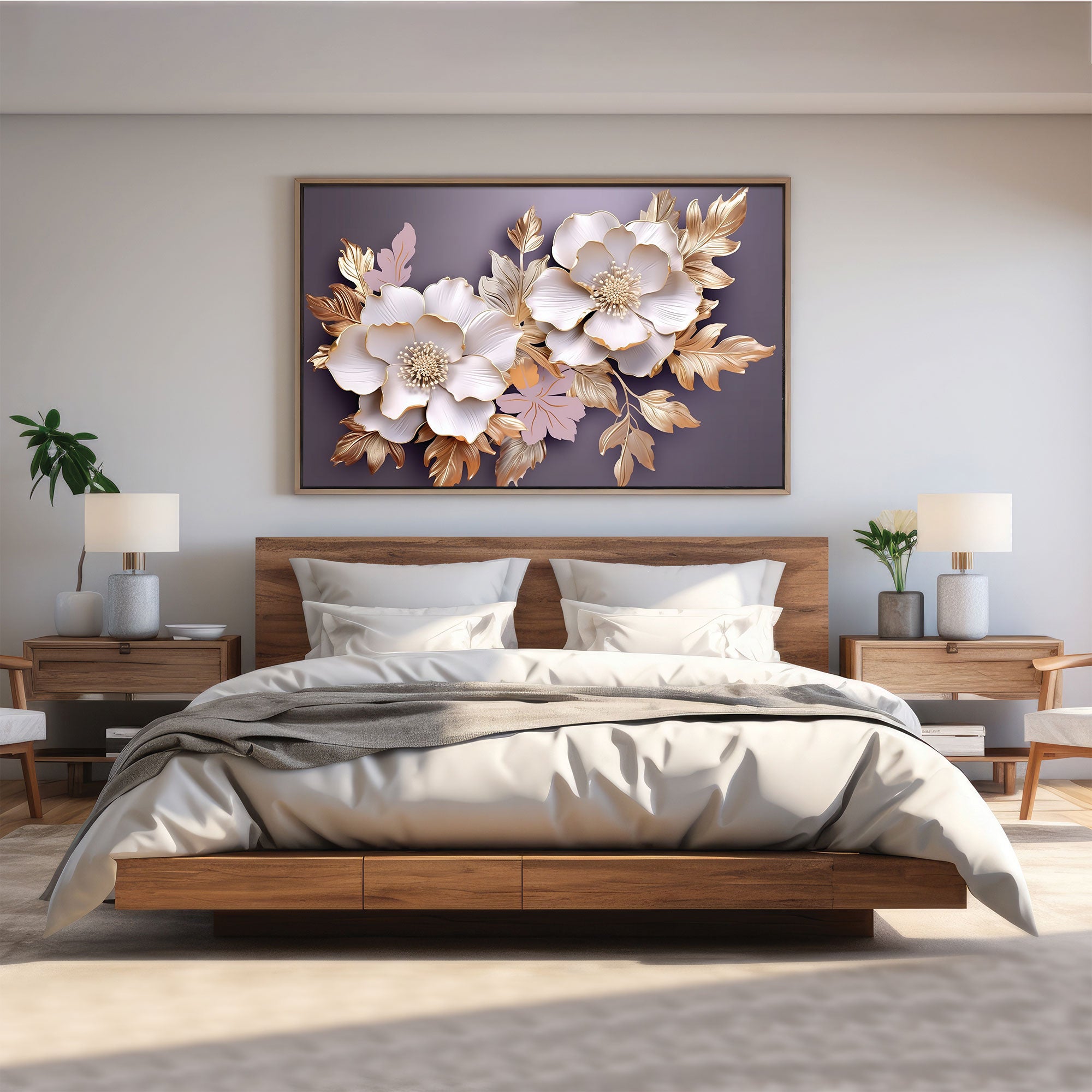 Flowers Canvas painting with frame Big Size Wall Art for living room,Bedroom,Drawing room,Hotels