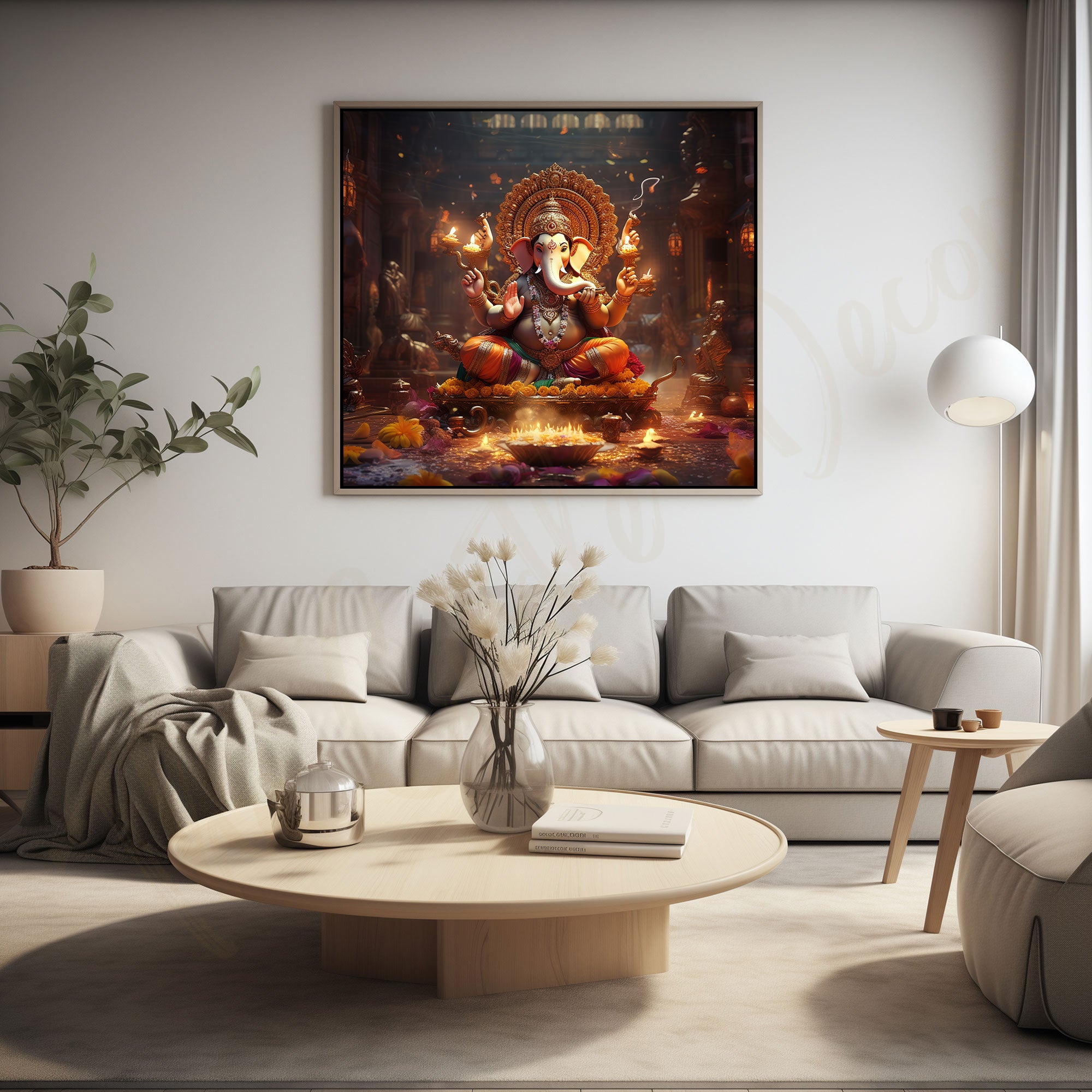 Ganeshji painting with frame Big Size Wall Art for living room,Bedroom,Drawing room,Hotels