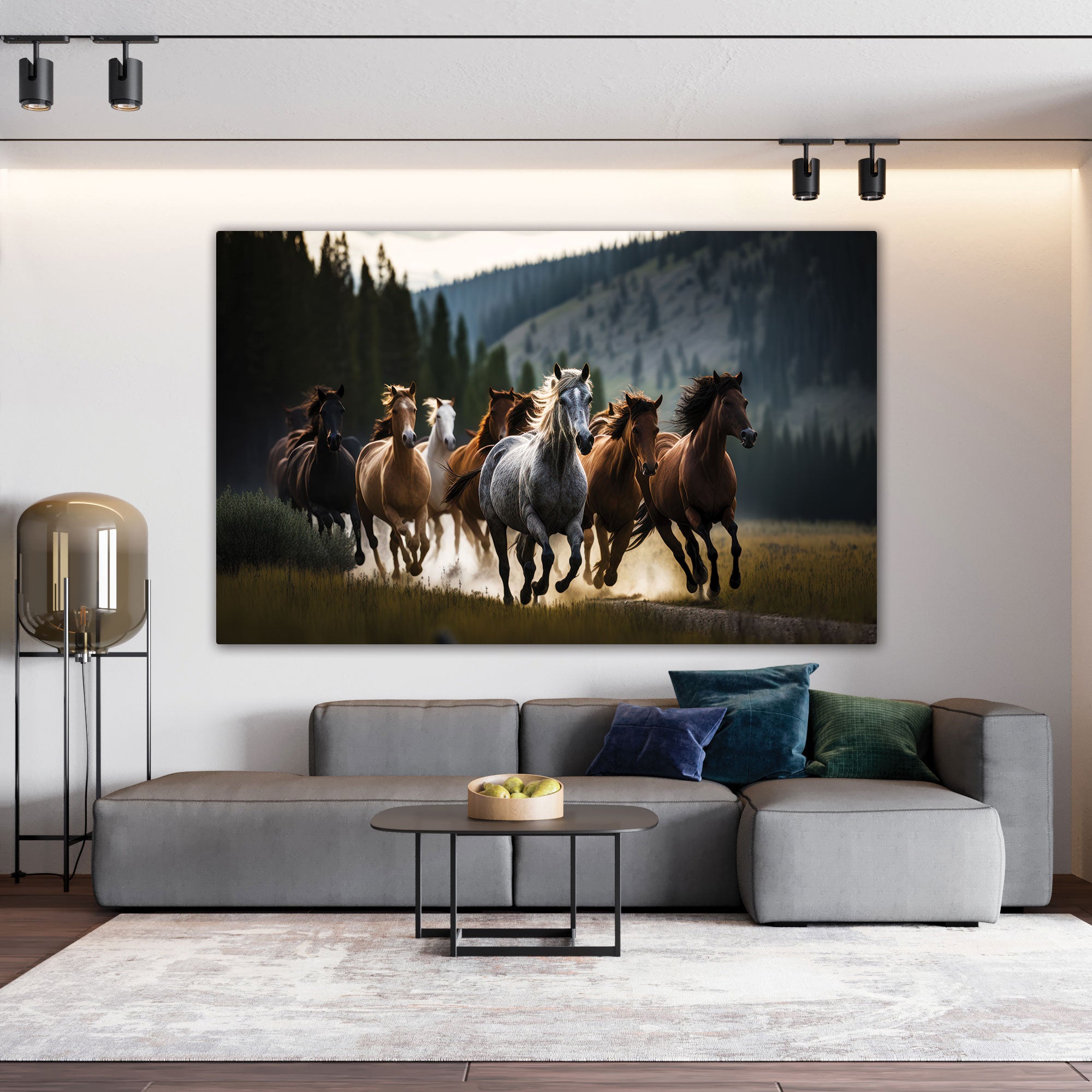 Vaastu running horses Canvas painting Big Size Wall Art for living room,Bedroom,Drawing room,Hotels
