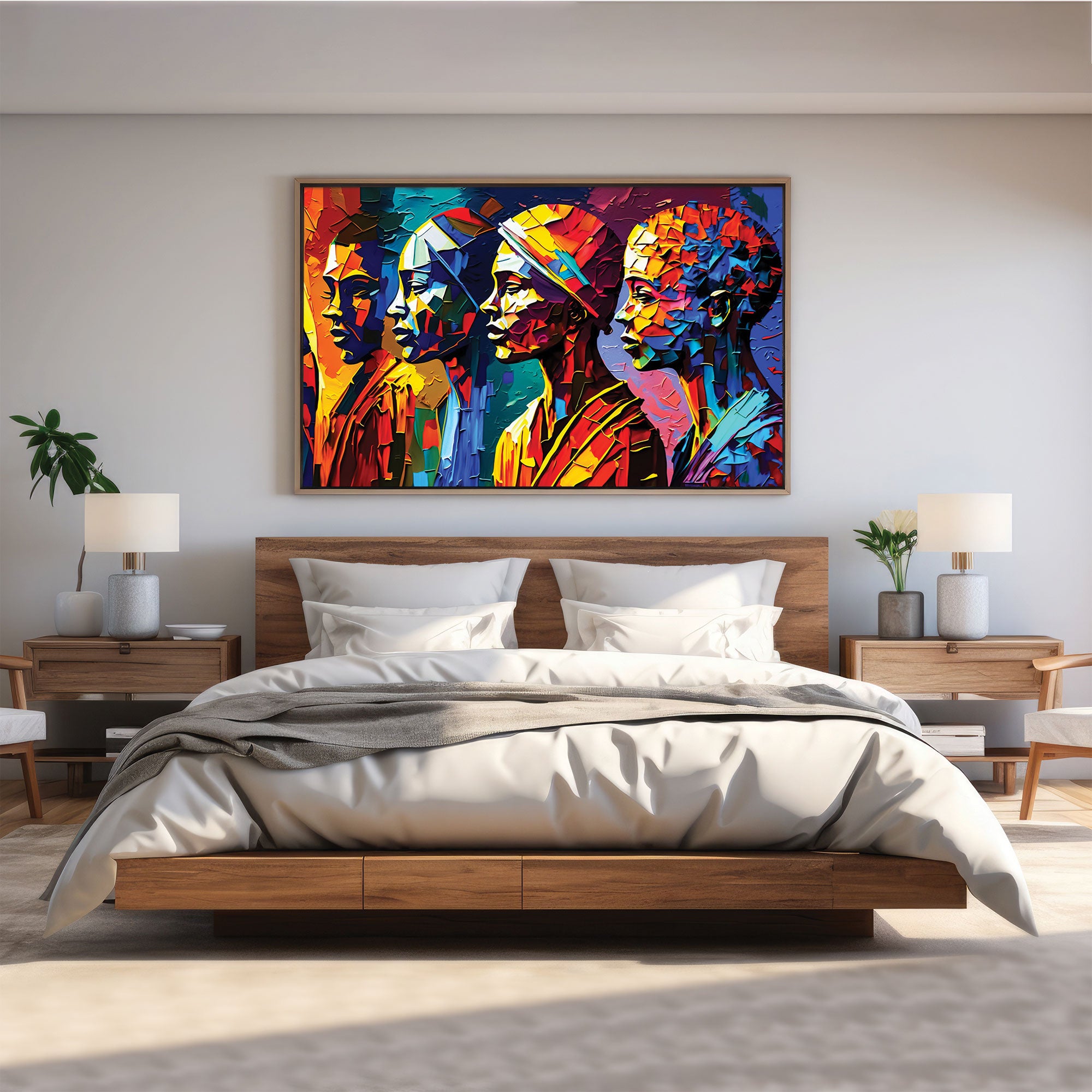 Multiwoman face Canvas painting with frame Big Size Wall Art for living room,Bedroom,Drawing room,Hotels