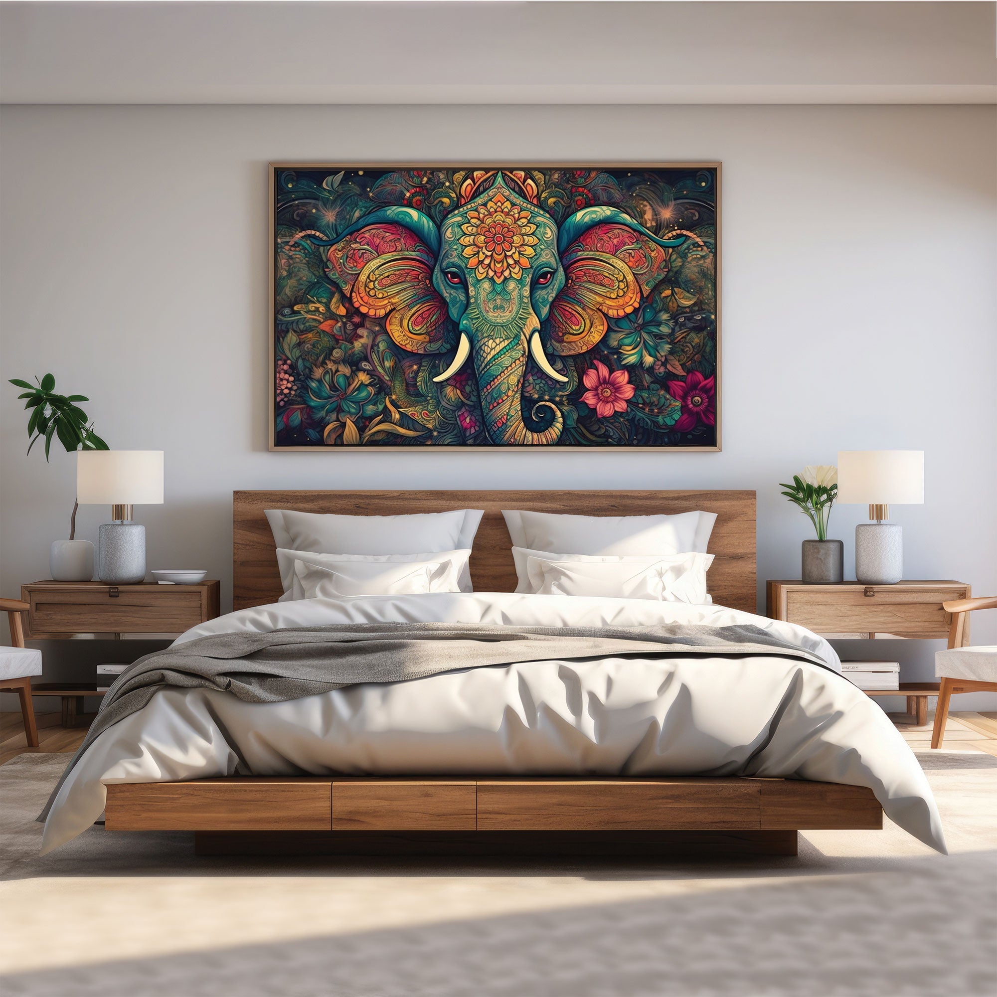 Ganesh ji Canvas painting with frame Big Size Wall Art for living room,Bedroom,Drawing room,Hotels