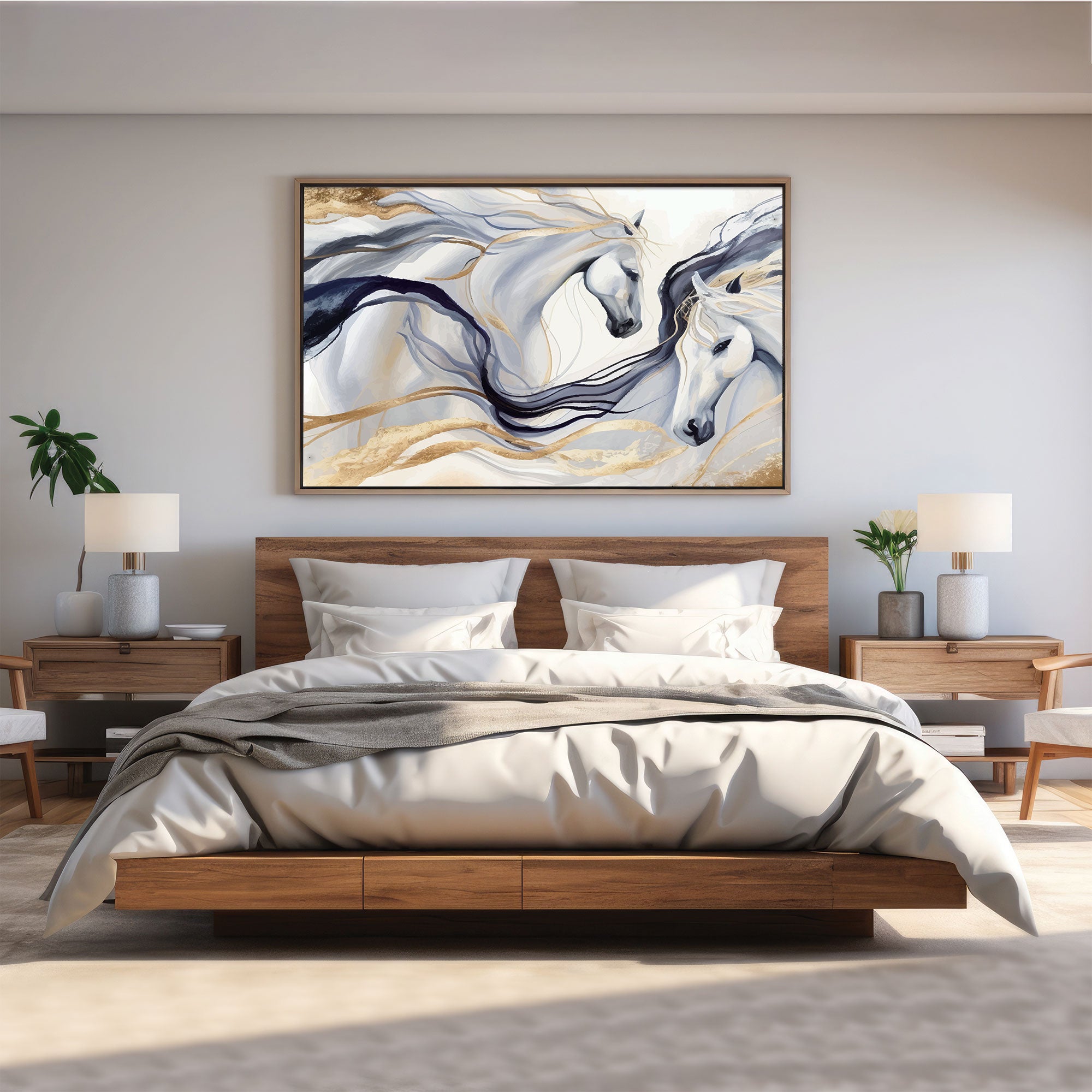 Modern horses Canvas painting with frame Big Size Wall Art for living room,Bedroom,Drawing room,Hotels