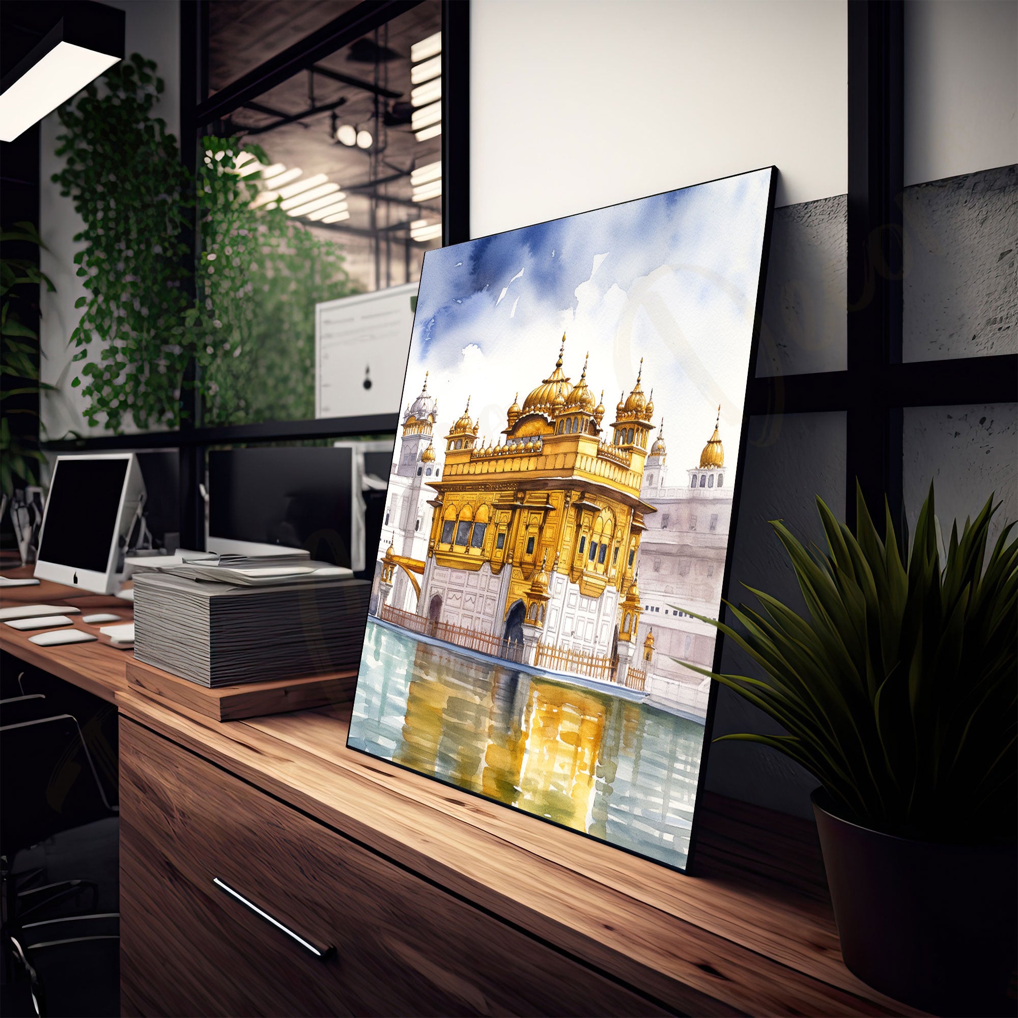 Sri harmandir saihb/Golden temple painting with frame Big Size Wall Art for living room,Bedroom,Drawing room,Hotels