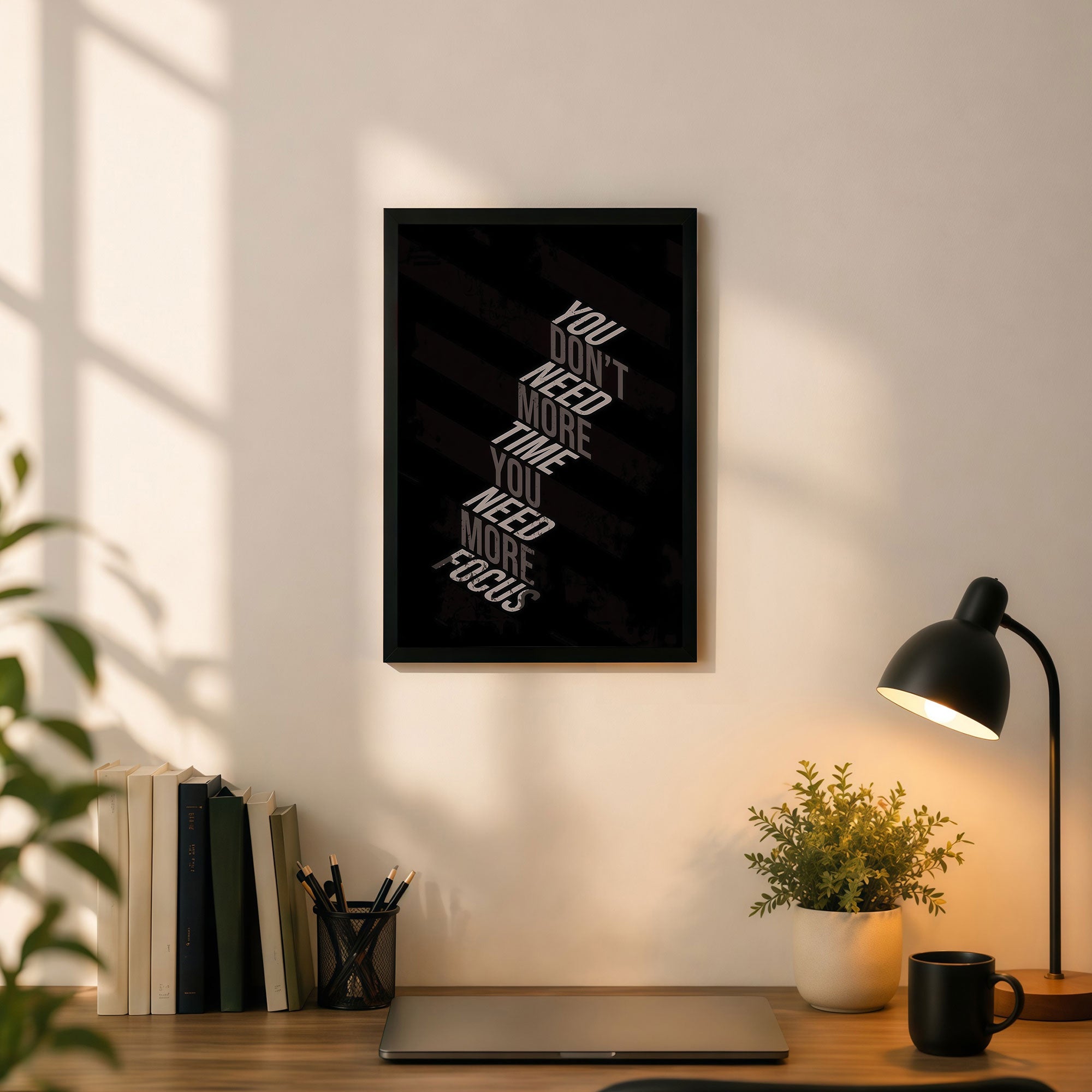 The Castle Decor You Don’t Need More Time You Need More Focus Wall Art Frame | Motivational Quote Wall Decor for Office, Study Room & Home