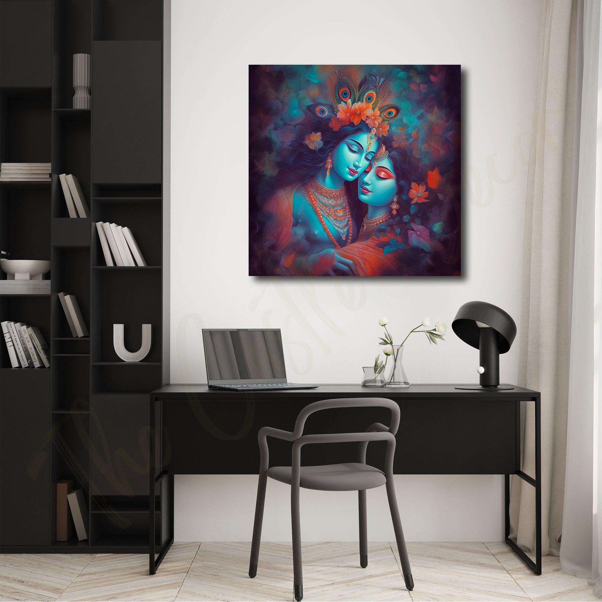 Radha krishan love painting with frame Big Size Wall Art for living room,Bedroom,Drawing room,Hotels