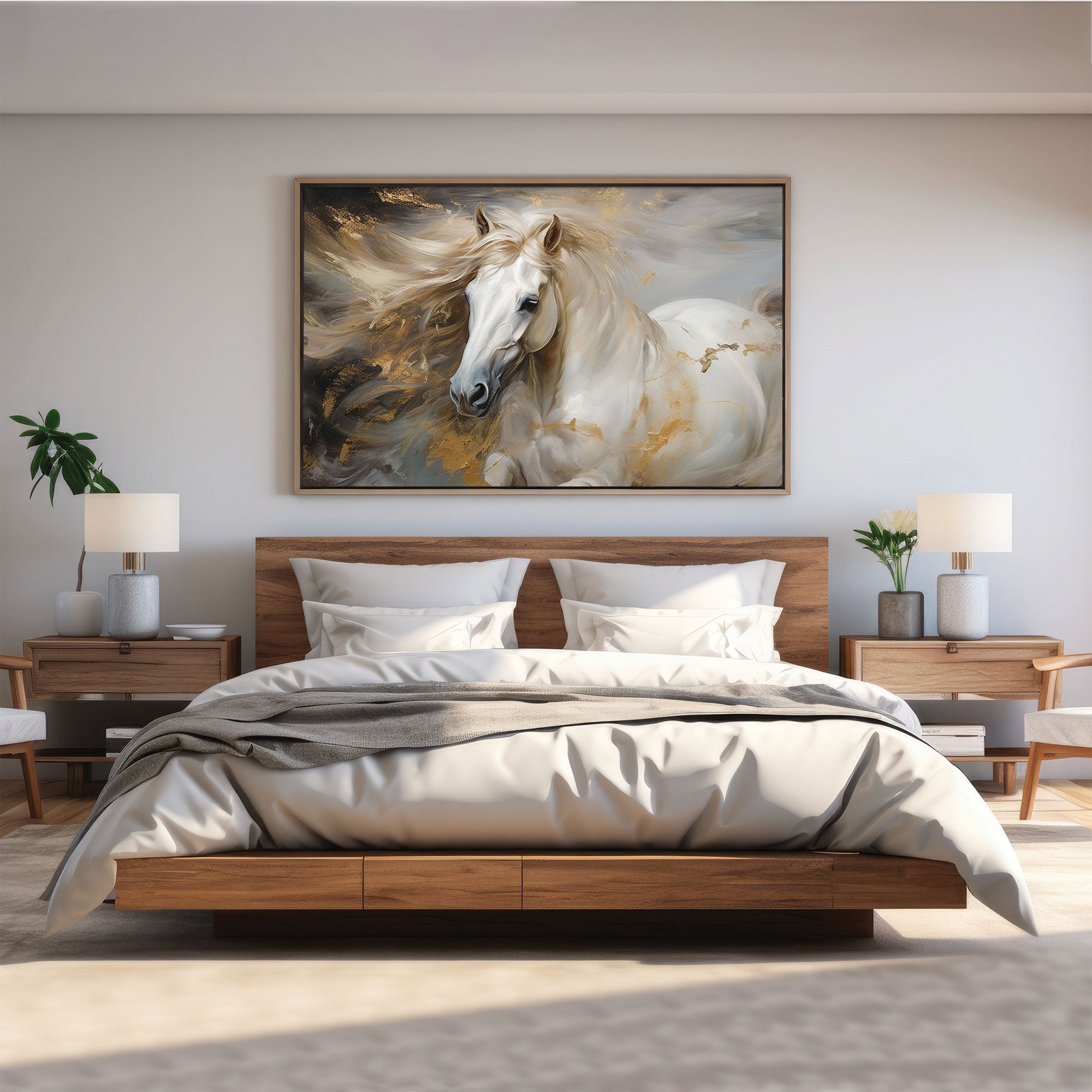 Modern horse Canvas painting with frame Big Size Wall Art for living room,Bedroom,Drawing room,Hotels