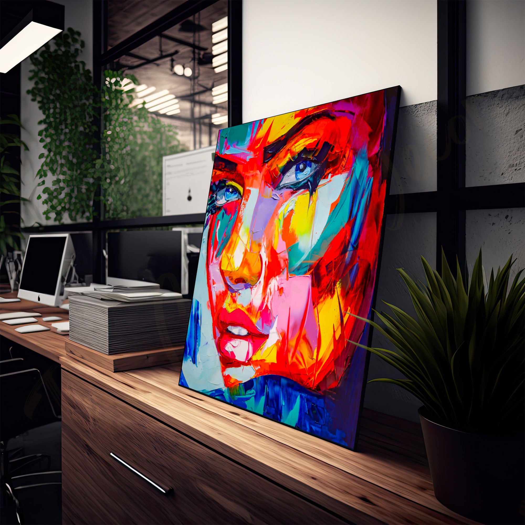 Modern woman face painting with frame Big Size Wall Art for living room,Bedroom,Drawing room,Hotels
