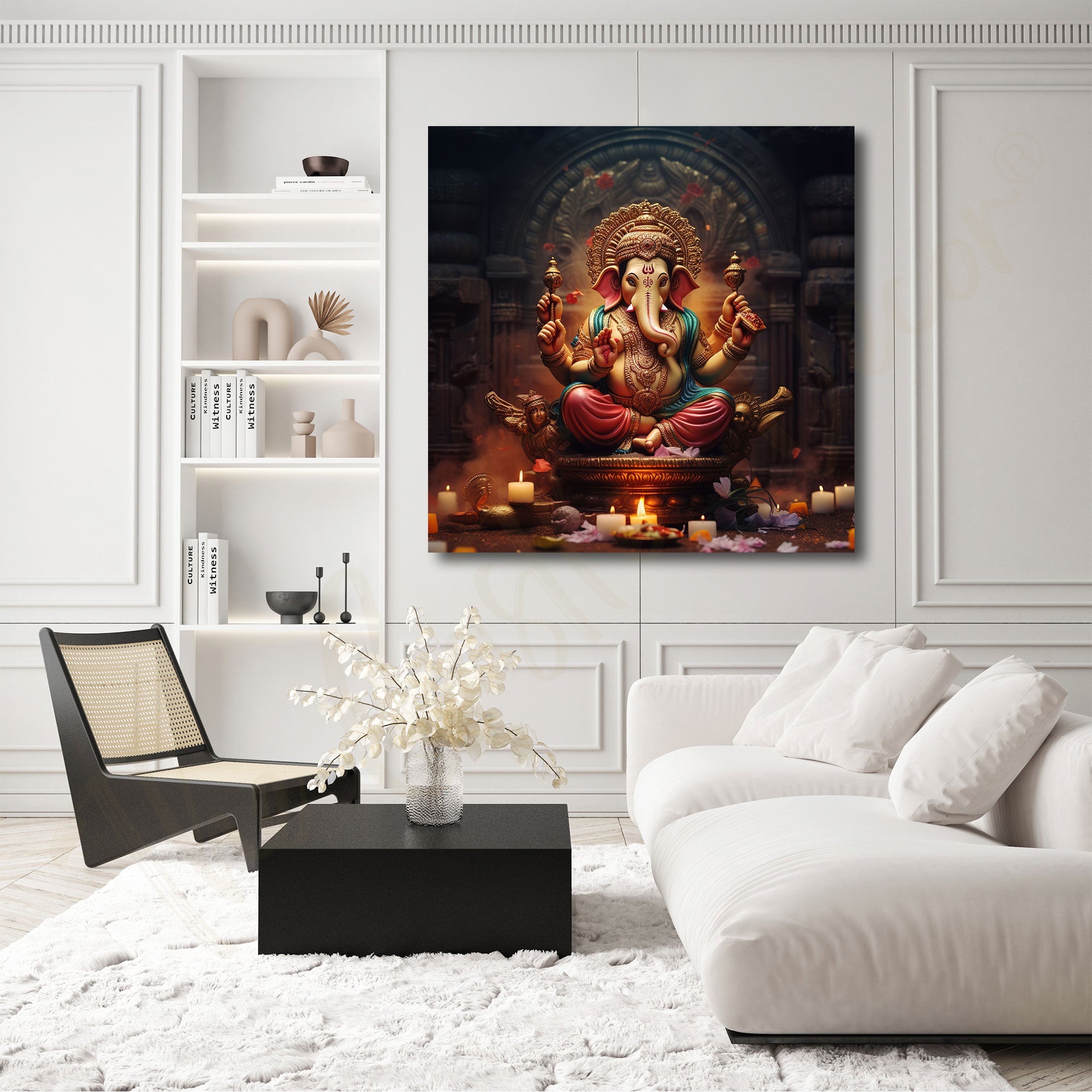 Lord ganesh painting with frame Big Size Wall Art for living room,Bedroom,Drawing room,Hotels