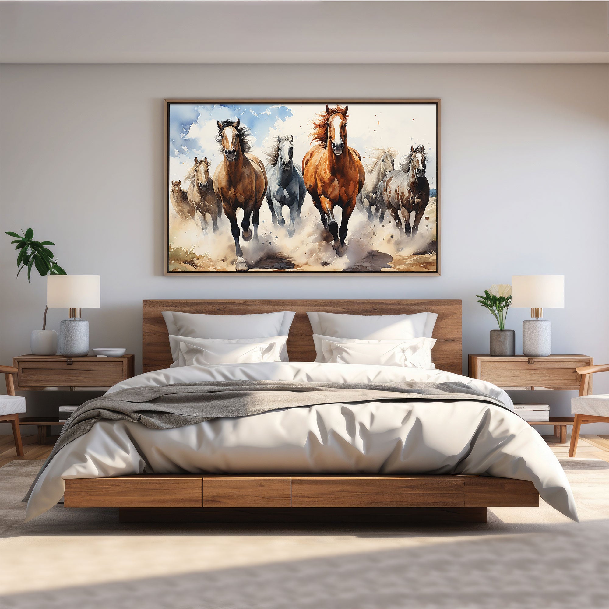 7 horses running vaastu Canvas painting Big Size Wall Art for living room,Bedroom,Drawing room,Hotels