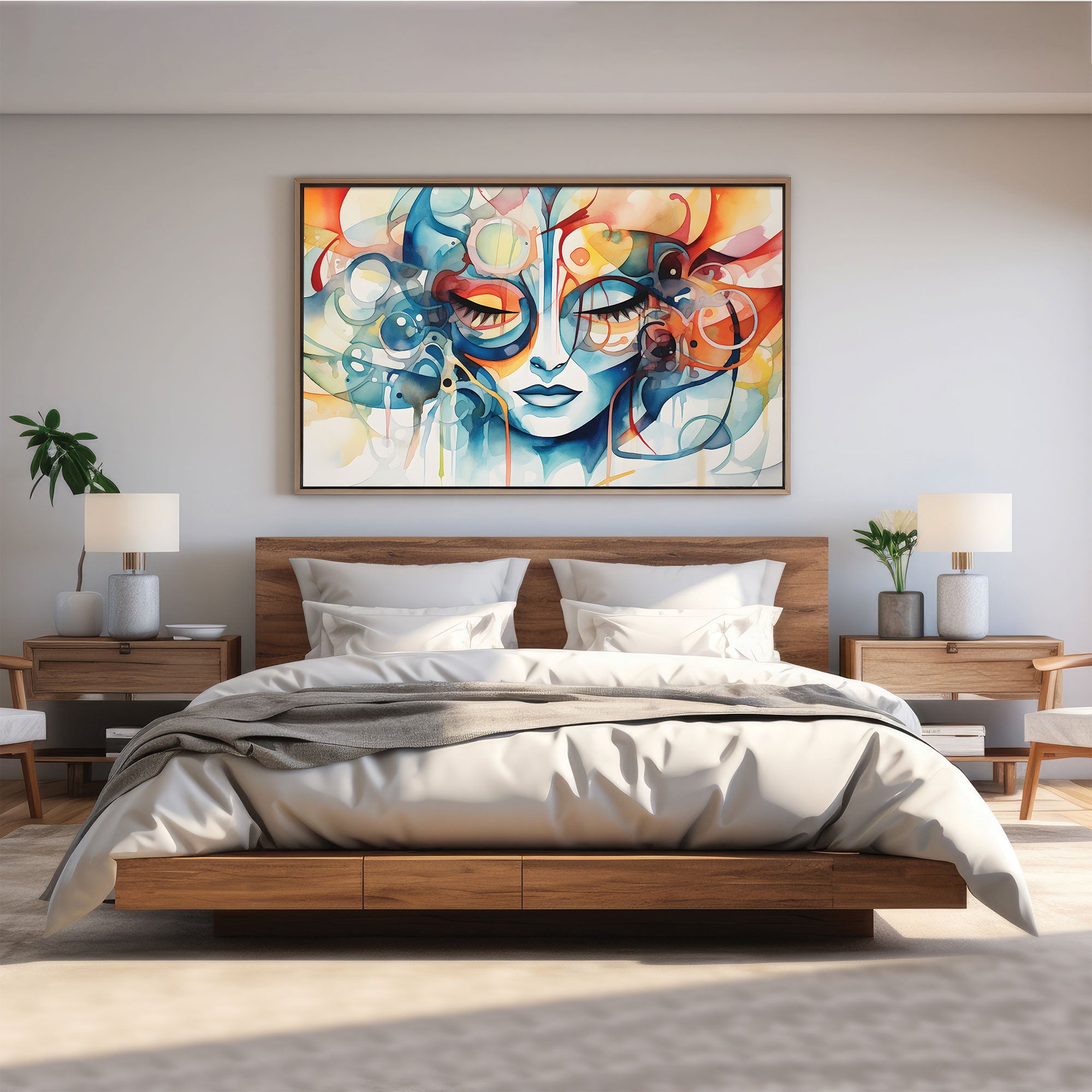 Multicolour face Canvas painting with frame Big Size Wall Art for living room,Bedroom,Drawing room,Hotels