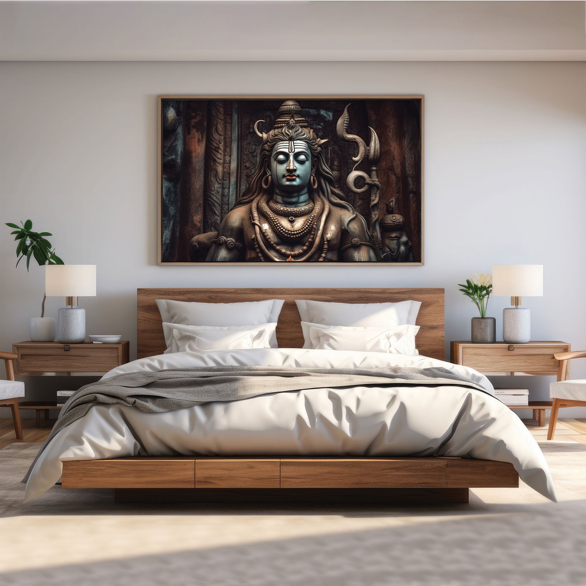 Lord shiva Canvas painting with frame Big Size Wall Art for living room,Bedroom,Drawing room,Hotels