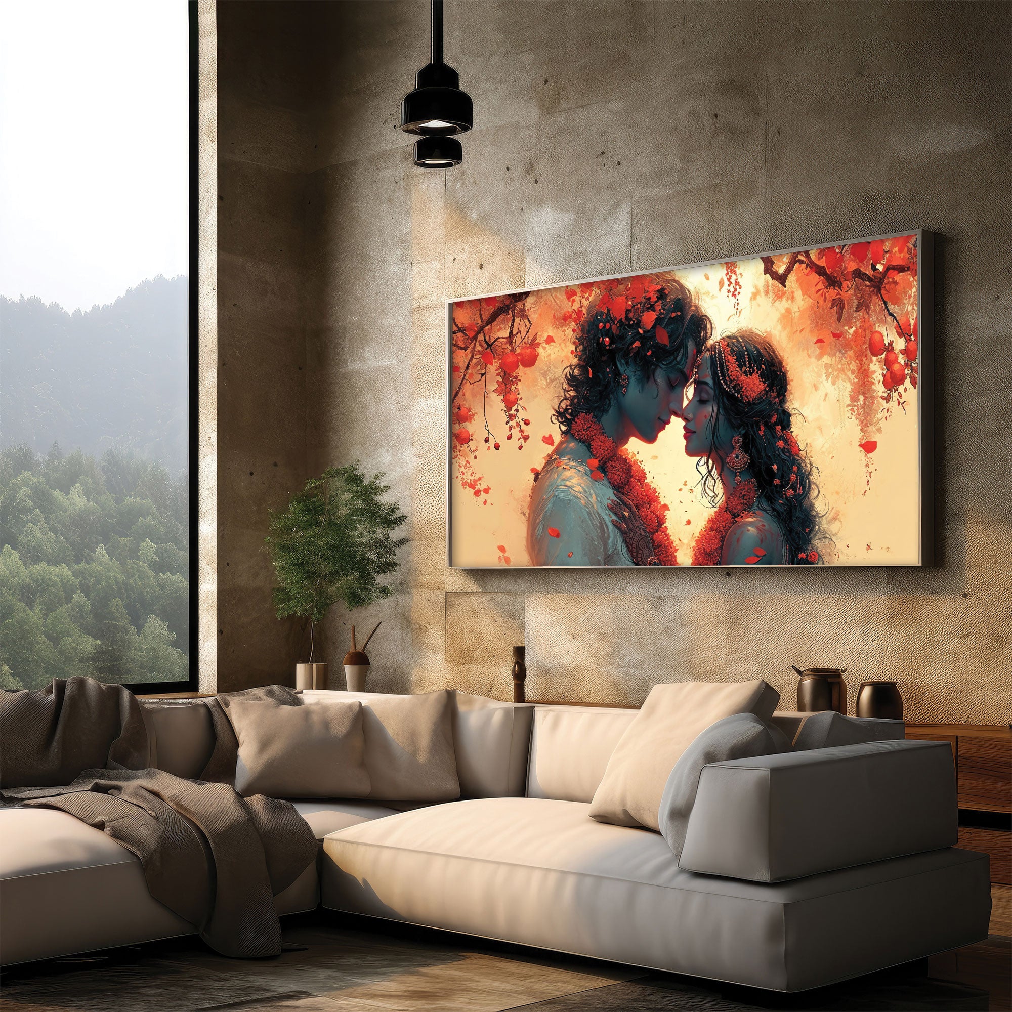 Radha krishana love Canvas painting with frame Big Size Wall Art for living room,Bedroom,Drawing room,Hotels