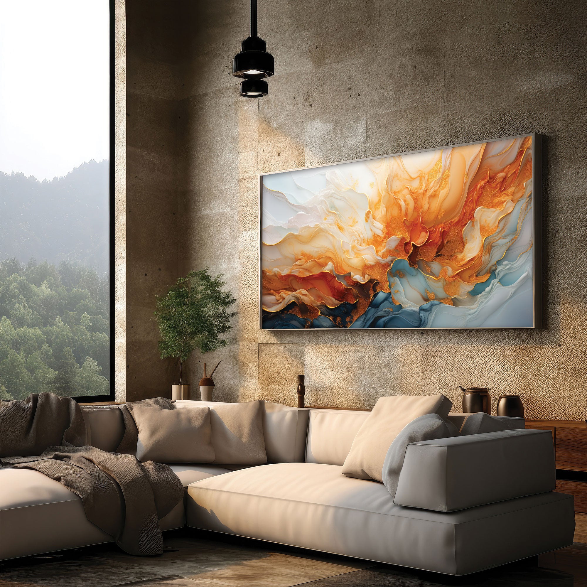 Modern MulticoloursAbstract Canvas painting with frame Big Size Wall Art for living room,Bedroom,Drawing room,Hotels