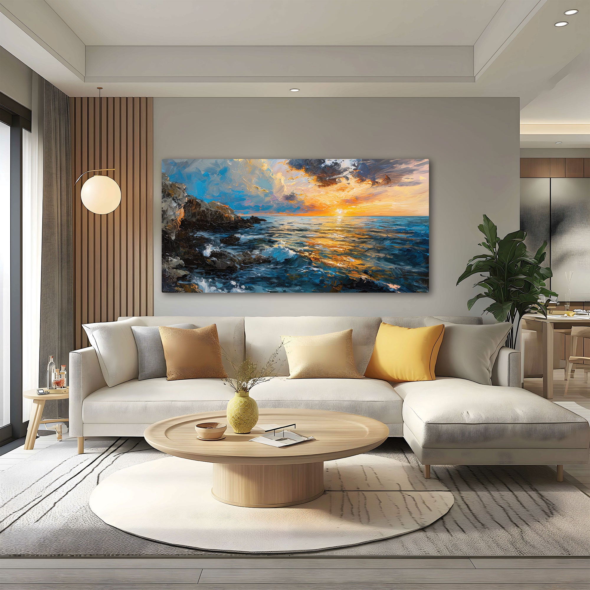 SunsetAbstract Canvas painting with frame Big Size Wall Art for living room,Bedroom,Drawing room,Hotels