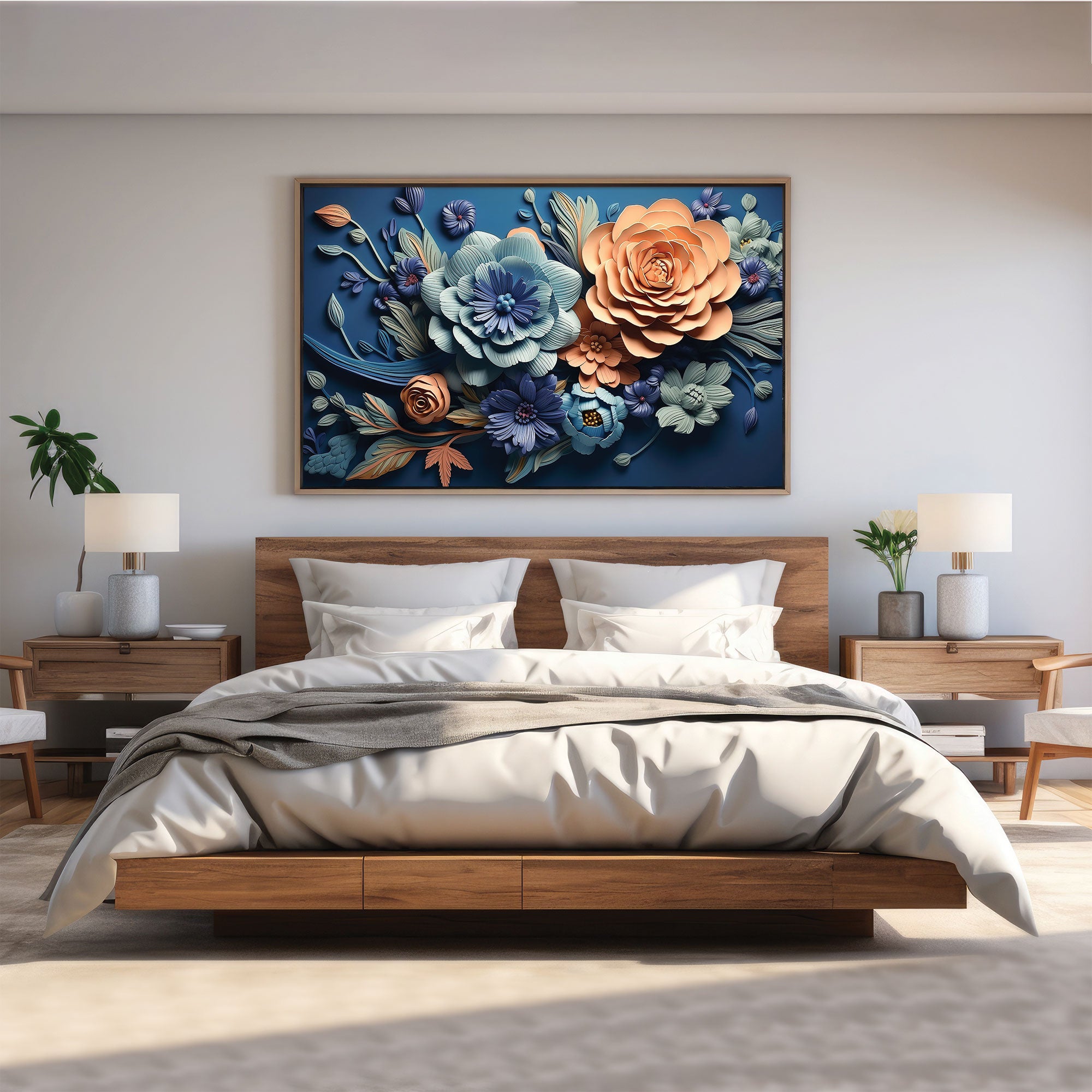 Modern flowers Canvas painting with frame Big Size Wall Art for living room,Bedroom,Drawing room,Hotels