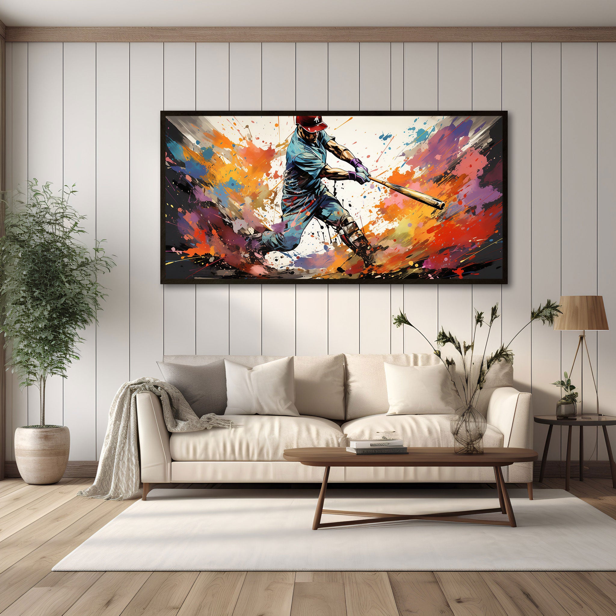 Baseball Canvas painting with frame Big Size Wall Art for living room,Bedroom,Drawing room,Hotels