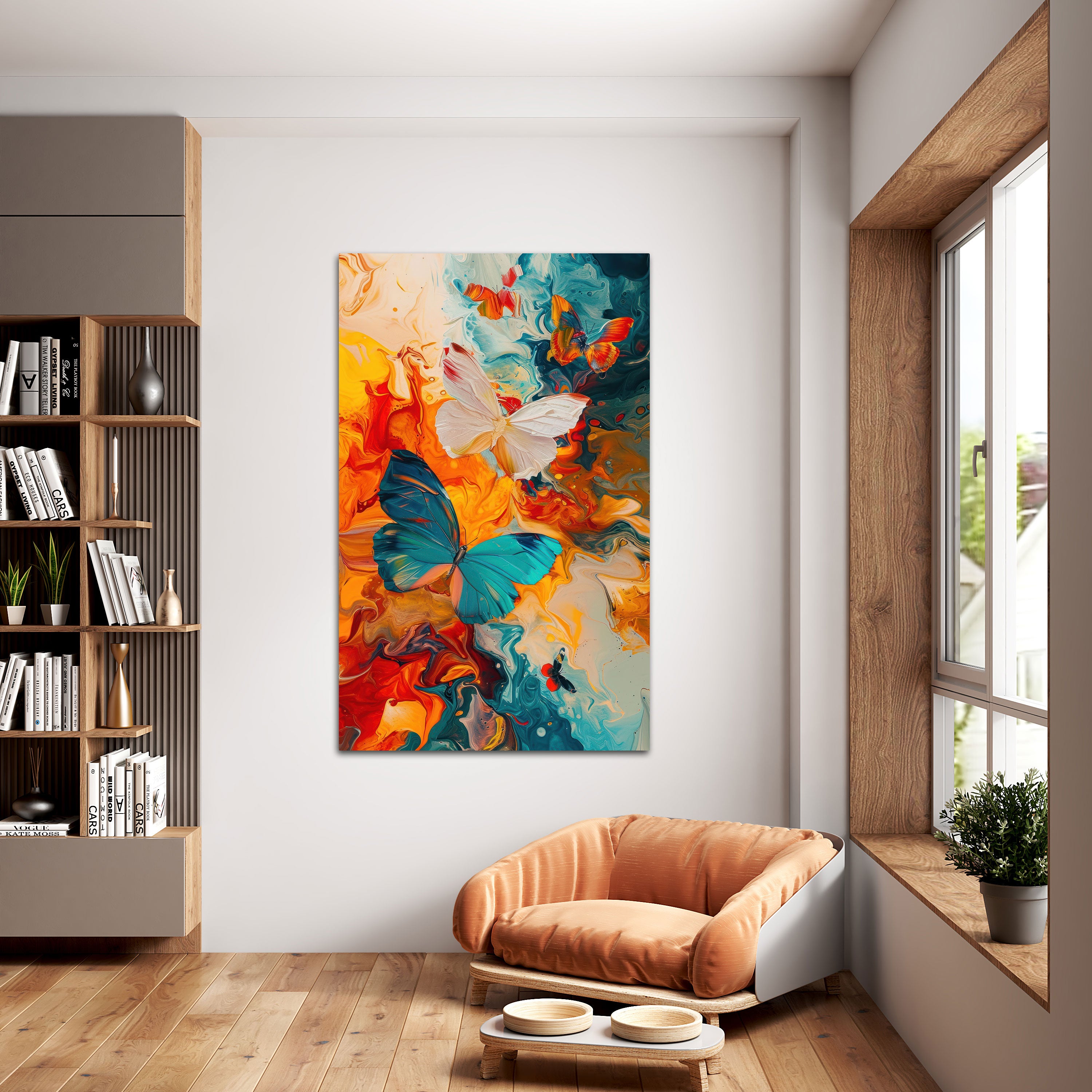 ButterfliesAbstract Canvas painting with frame Big Size Wall Art for living room,Bedroom,Drawing room,Hotels