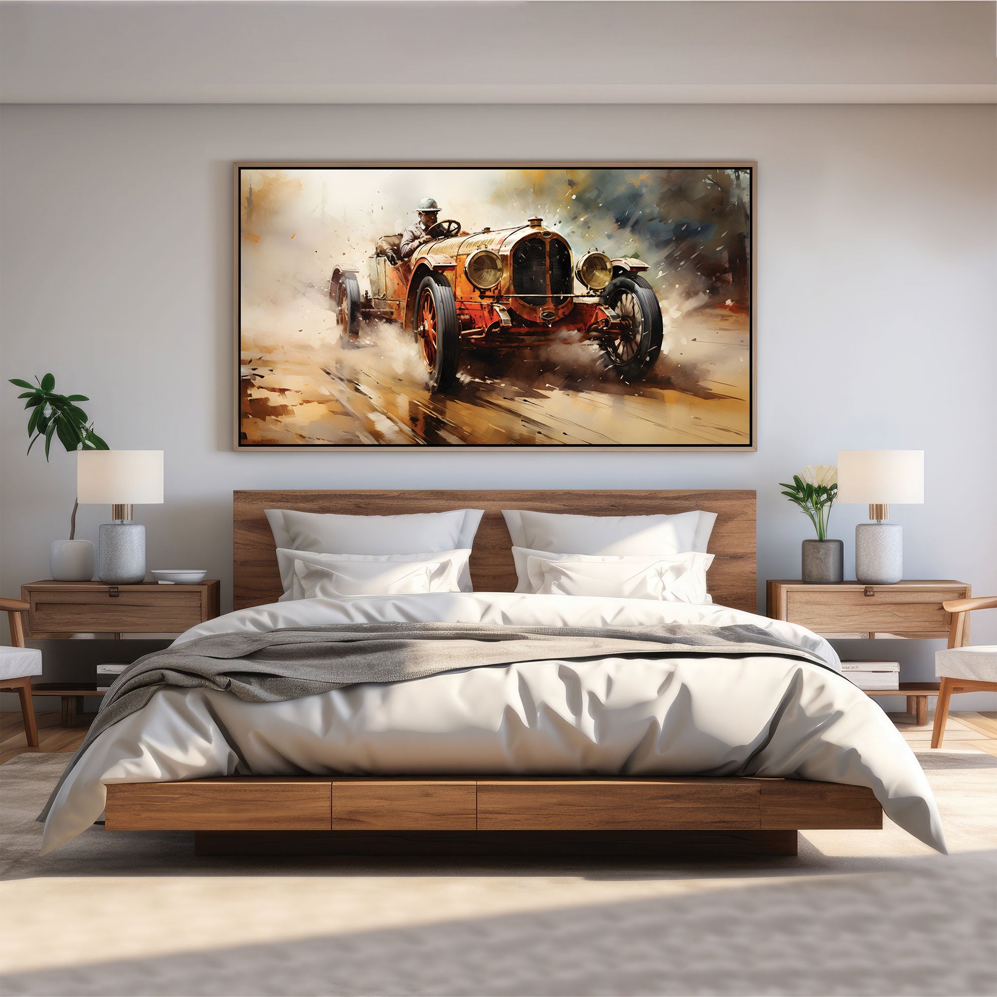 Vintage carAbstract Canvas painting with frame Big Size Wall Art for living room,Bedroom,Drawing room,Hotels