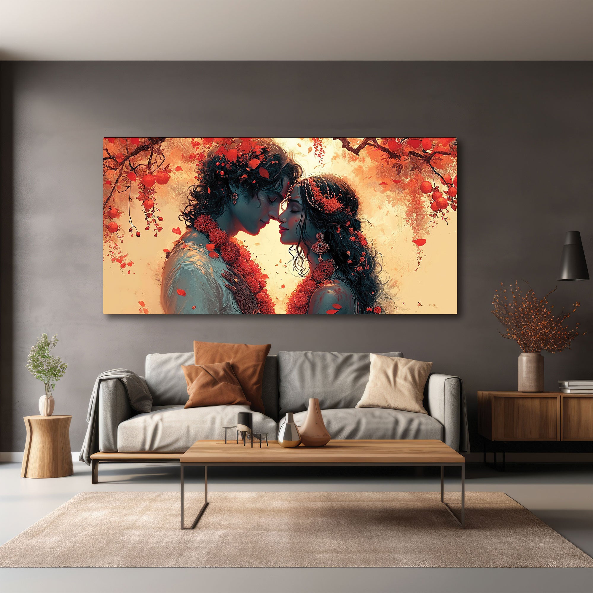 Radha krishana love Canvas painting with frame Big Size Wall Art for living room,Bedroom,Drawing room,Hotels