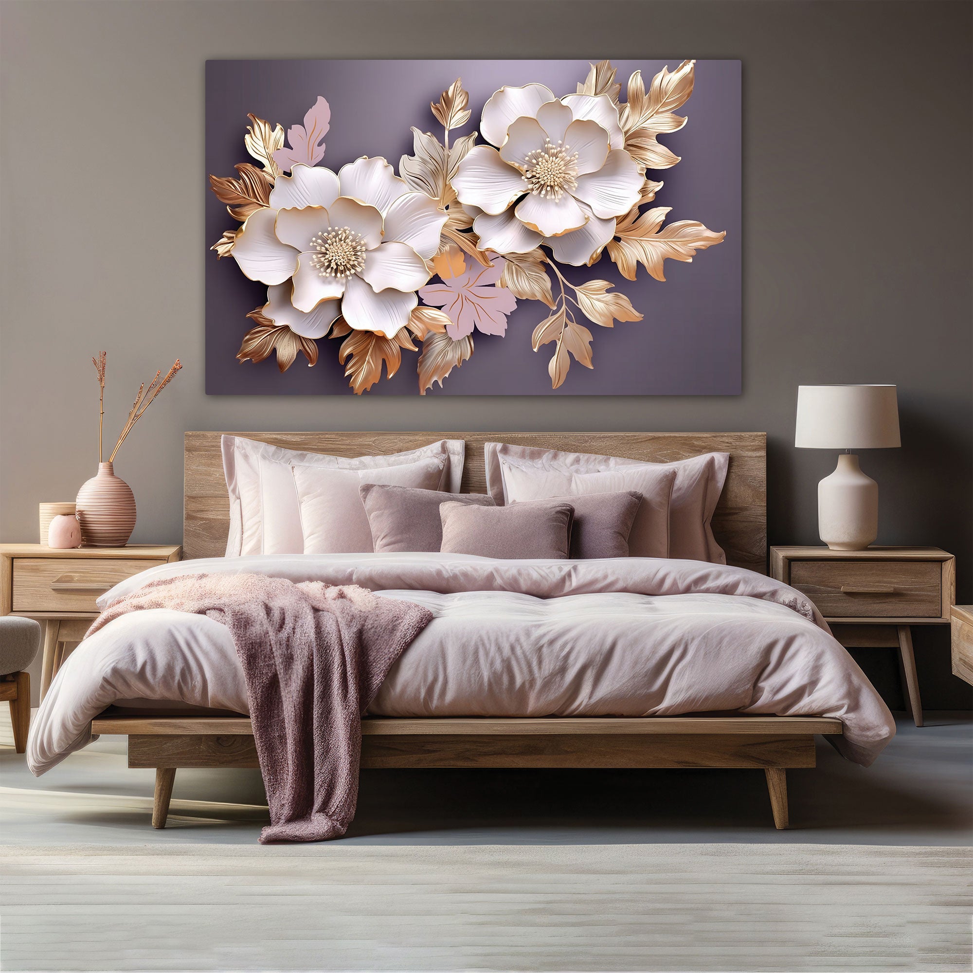 Flowers Canvas painting with frame Big Size Wall Art for living room,Bedroom,Drawing room,Hotels