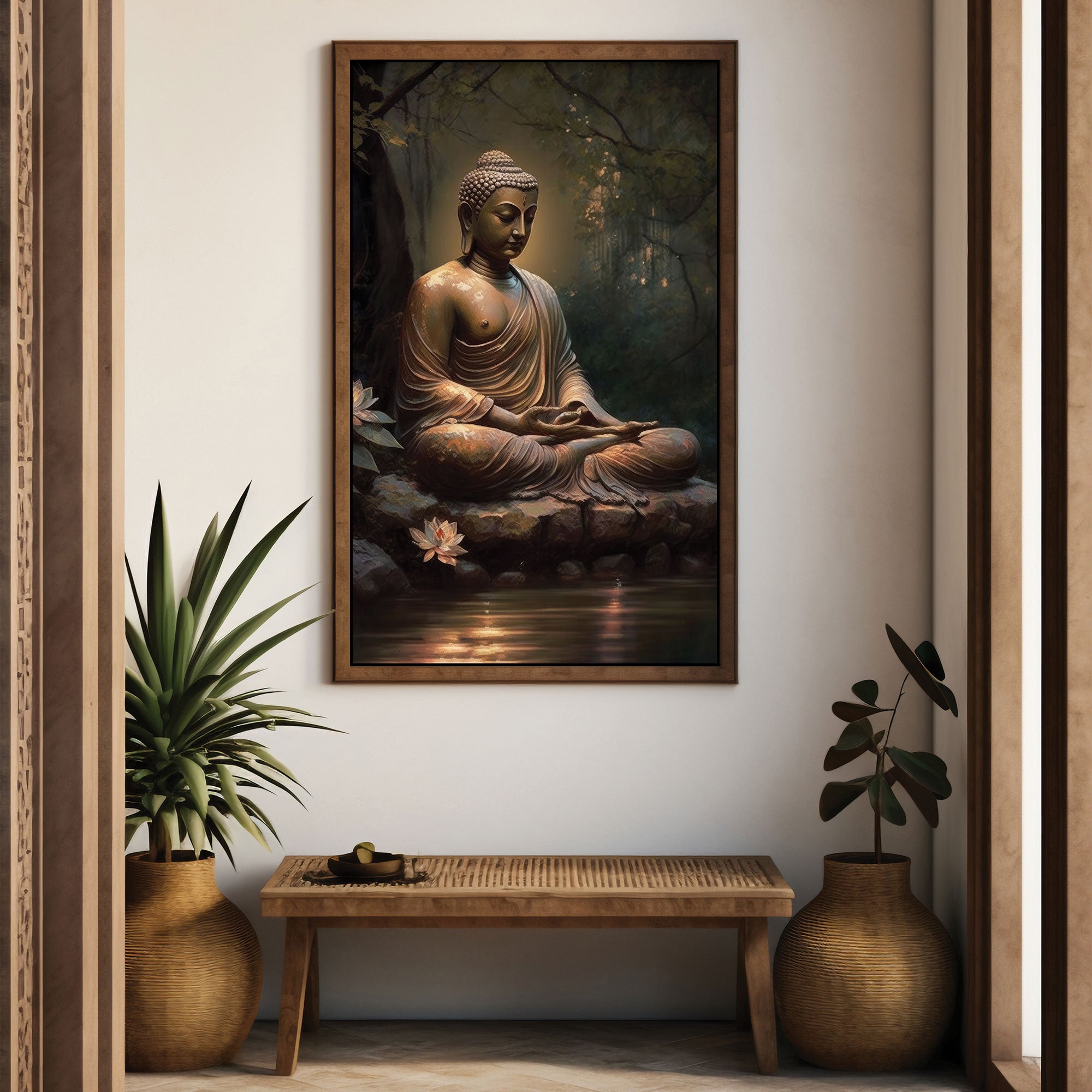 Buddha meditation Canvas painting with frame Big Size Wall Art for living room,Bedroom,Drawing room,Hotels